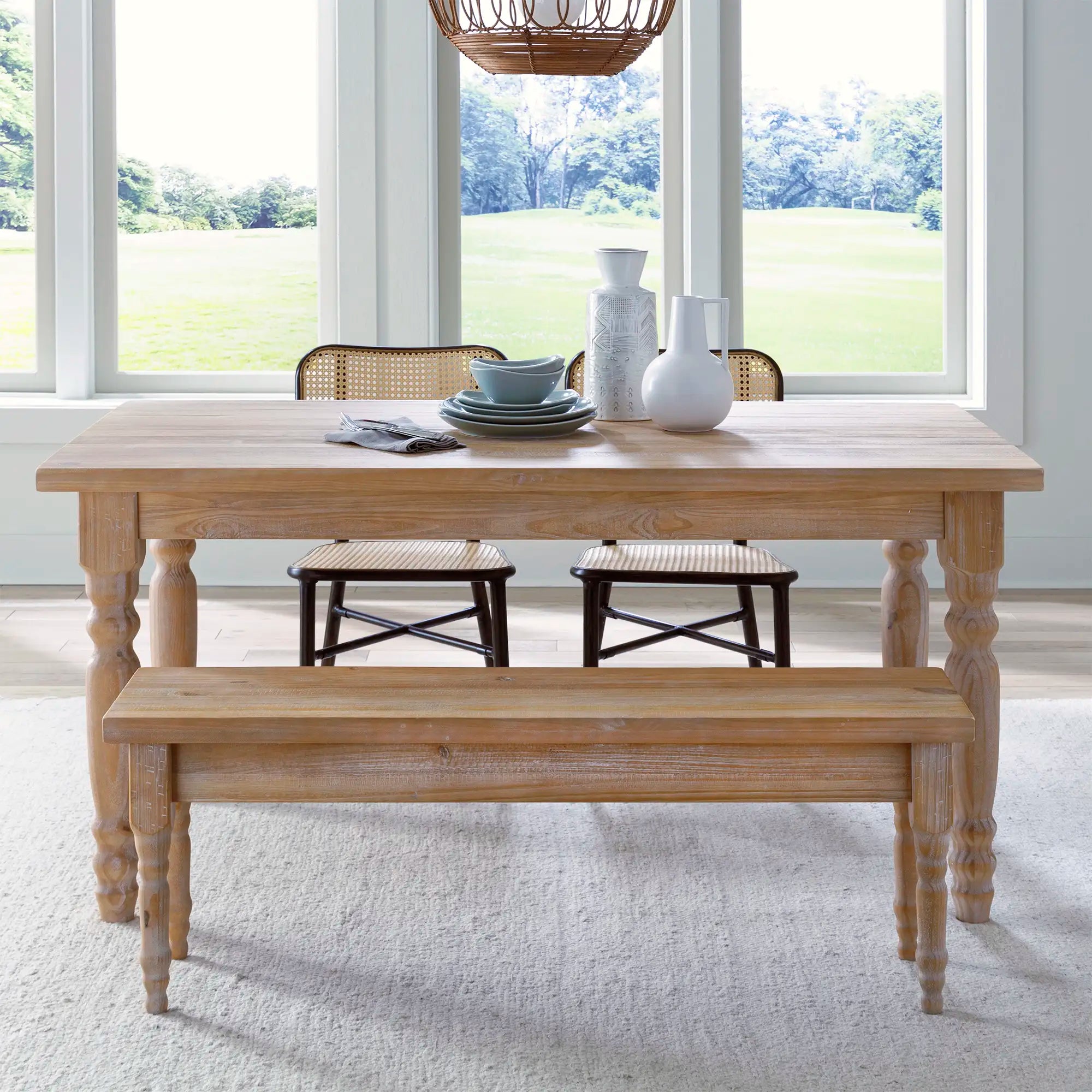Valerie Solid Wood Bench - Rustic Entryway, Dining, or Bedroom Seating - Handcrafted Wooden Bench for Home Decor