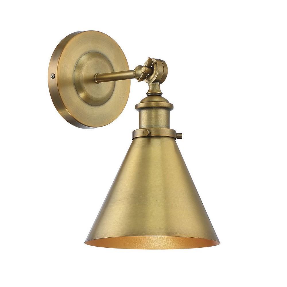 Vintage Glenn Wall Sconce Light Fixture - Open Box - Antique Brass Finish - Plug-in or Hardwired Wall Lamp for Bedroom, Living Room, or Hallway Decor