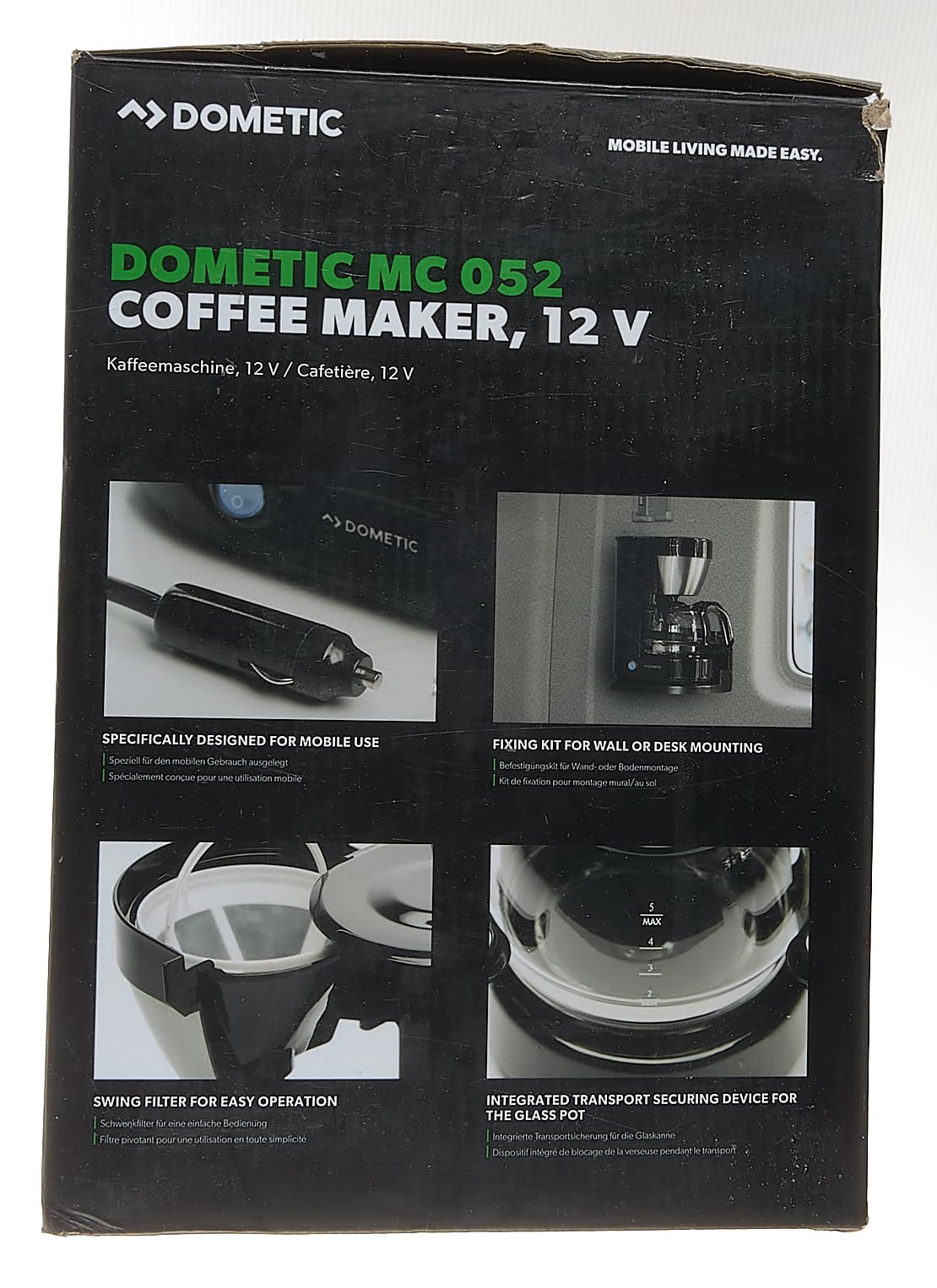 Dometic PerfectCoffee MC 052 12V Portable Coffee Maker - 5 Cup Capacity, Compact & Energy Efficient - Ideal for Camping, RV Travel & Road Trips