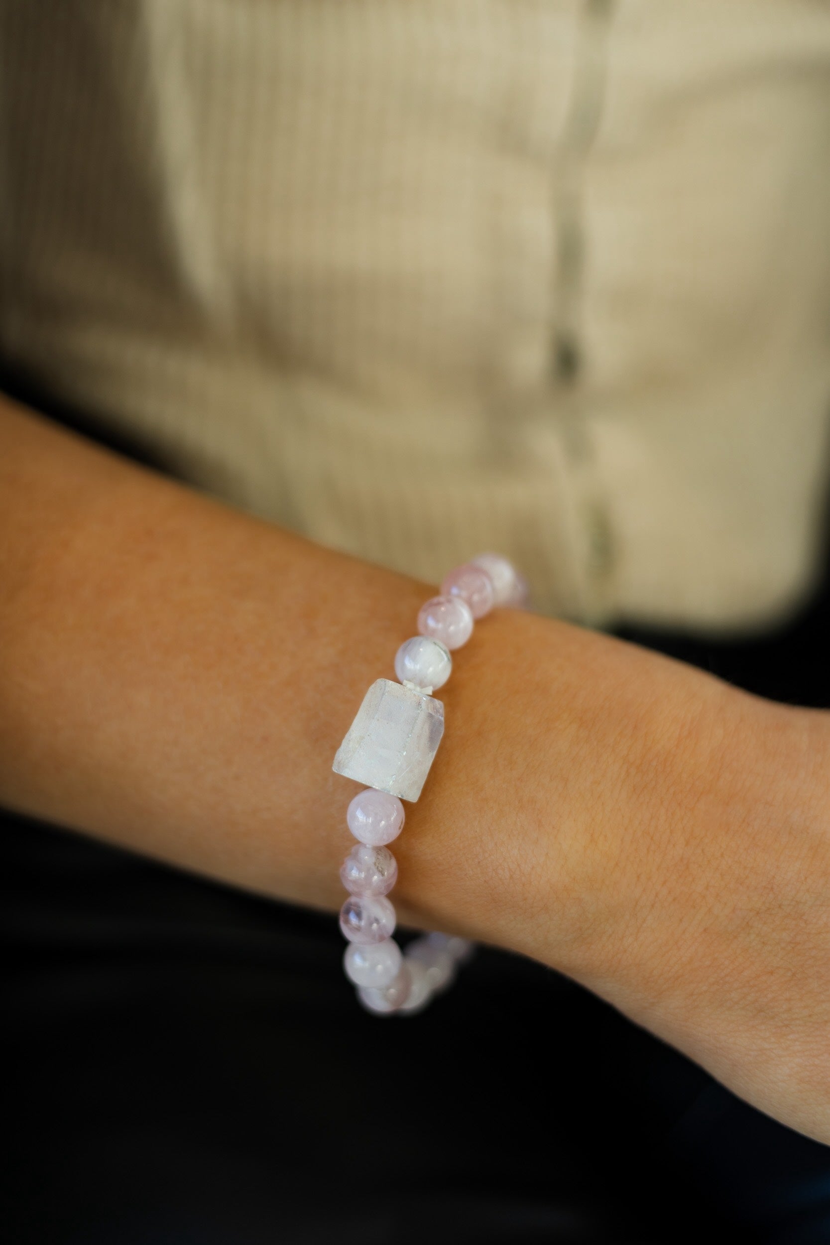 Angel Aura Quartz & Rose Quartz Healing Bracelet for Women - Spiritual Energy Crystal Jewelry for Meditation, Chakra Balancing & Positive Vibes