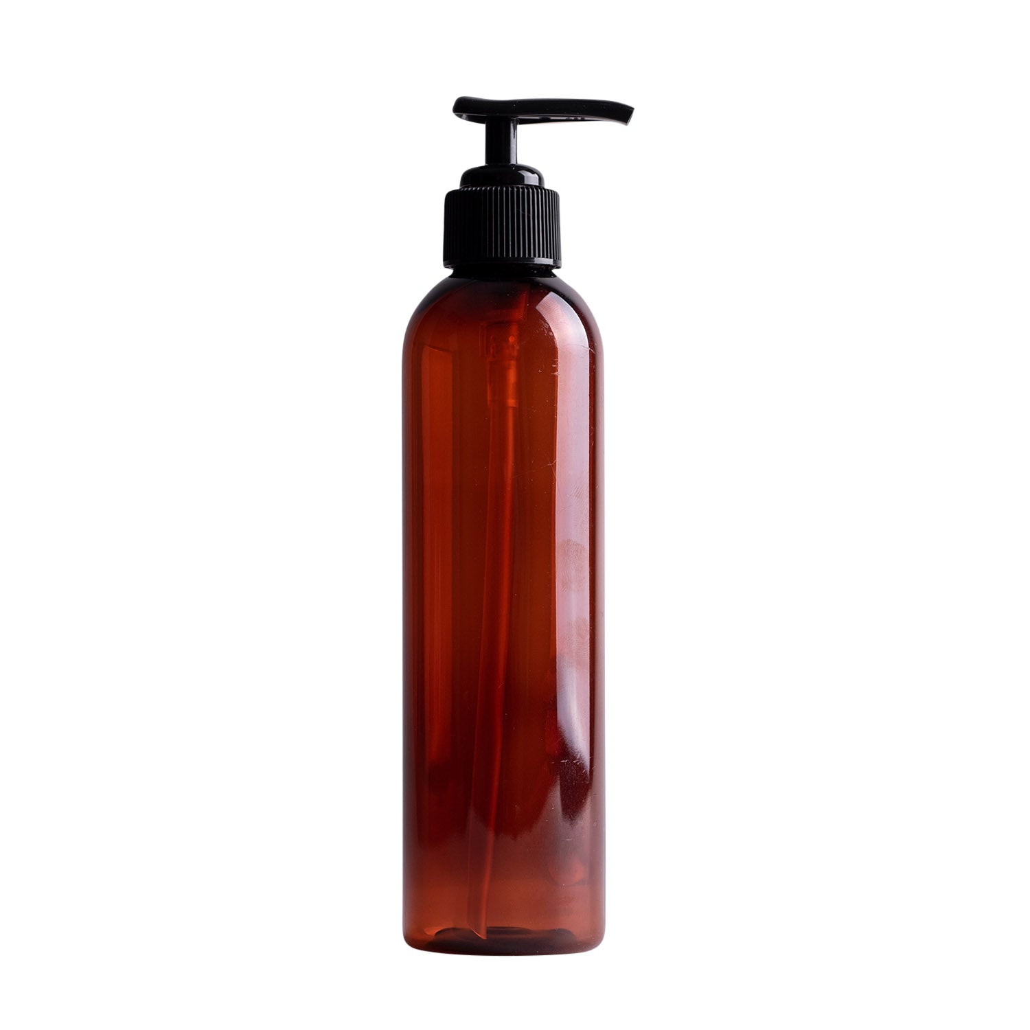 Amber Plastic Bottle with Black Pump - 2oz Travel Size, Refillable & Leak-Proof - Perfect for Essential Oils, Lotions & Liquid Soaps | Home, Gym & Travel Use
