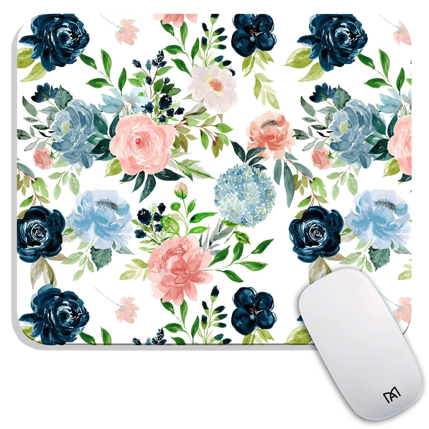 Square Mouse Pad with Pretty Flowers - Personalized Premium Textured Custom Mouse Mat, Washable Lycra Cloth & Non-Slip Rubber Base for Wireless Mouse - Perfect for Office, Gaming & Home Computer Use