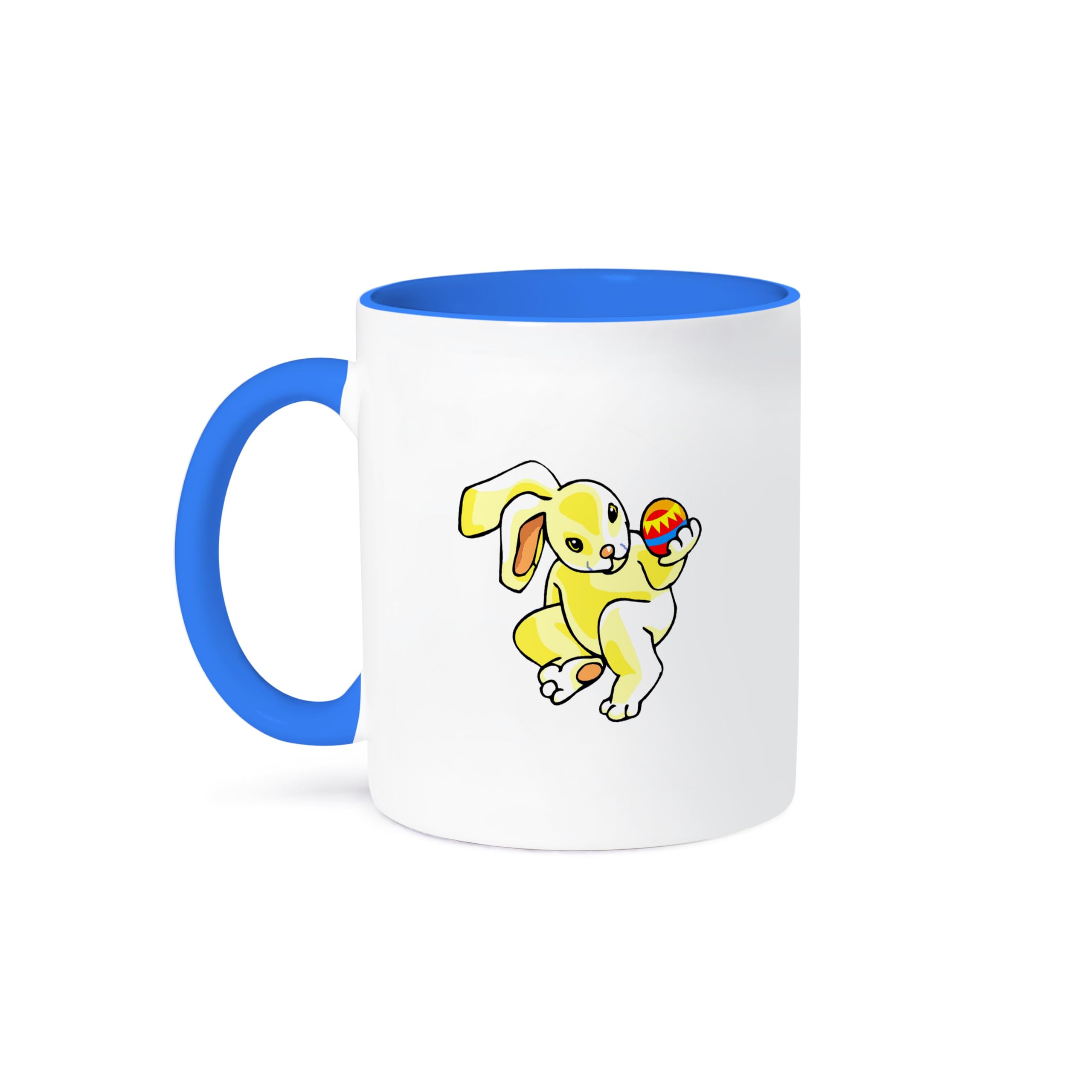 11oz Funny Easter Bunny Holding Egg Coffee Mug - Yellow Novelty Gift for Holiday, Office & Home Use