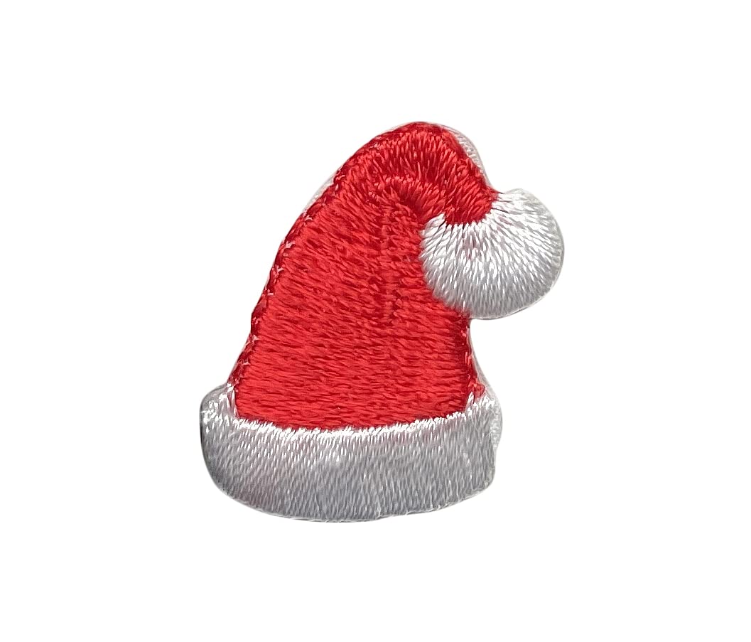 1 Inch Mini Christmas Santa Hat Embroidered Iron-On Patch - Perfect for DIY Holiday Crafts, Costumes, and Festive Decorations
