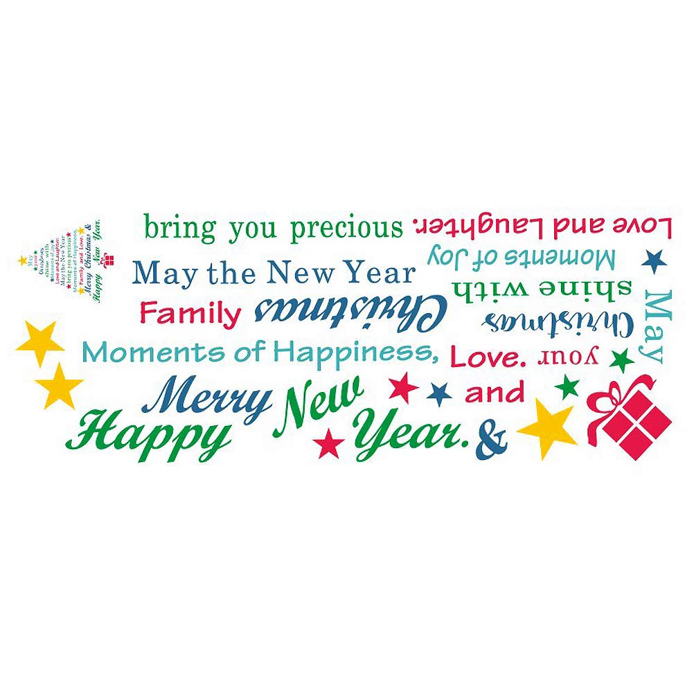 ABOOFAN Christmas Wall Stickers Set - Cartoon Door Decals, English Holiday Decorations & Party Favors for Home, Office, Classroom Decor
