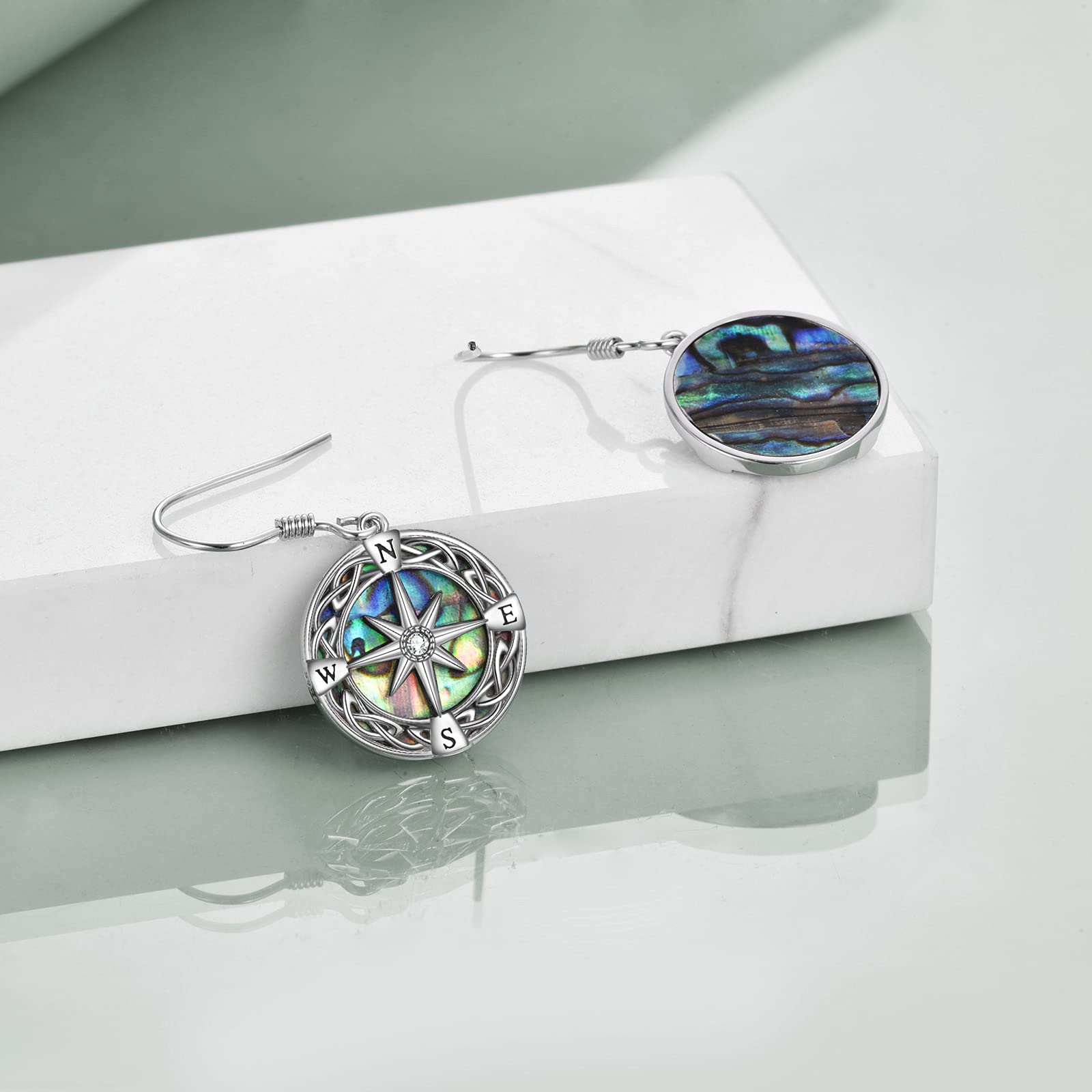 Sterling Silver Compass Earrings with Celtic Knot Design - Elegant Drop Dangle Jewelry for Women | Perfect for Travel, Adventure & Everyday Wear