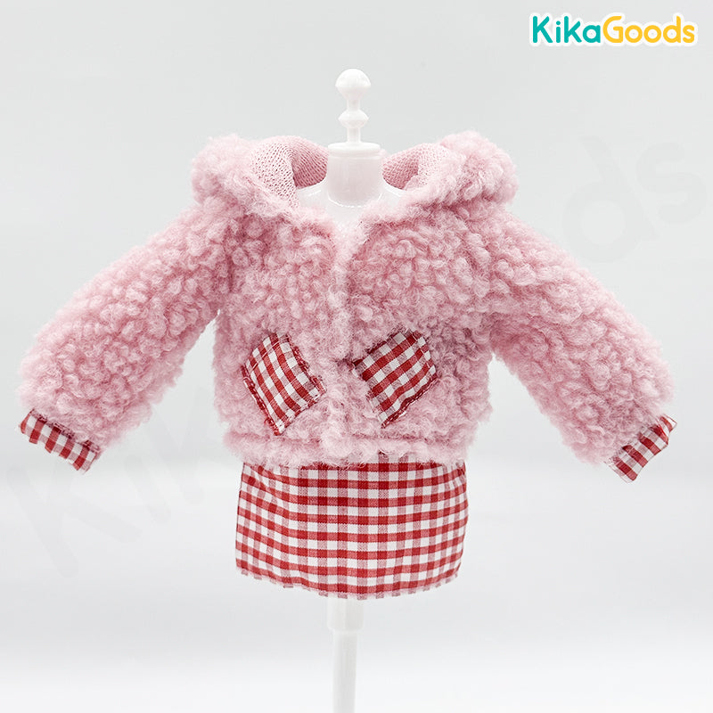 LuckyDoll Pink Plush 1/6 Scale BJD Doll Clothes Set - Soft Outfit for Ball Jointed Dolls - Perfect for Photography, Collecting & Display