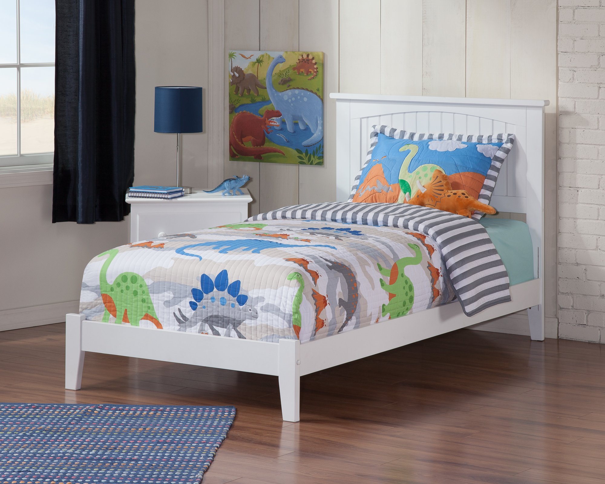 AFI Nantucket Twin Foundation Bed Frame with USB Charging Ports - White - Perfect for Small Bedrooms, Guest Rooms & Dormitories