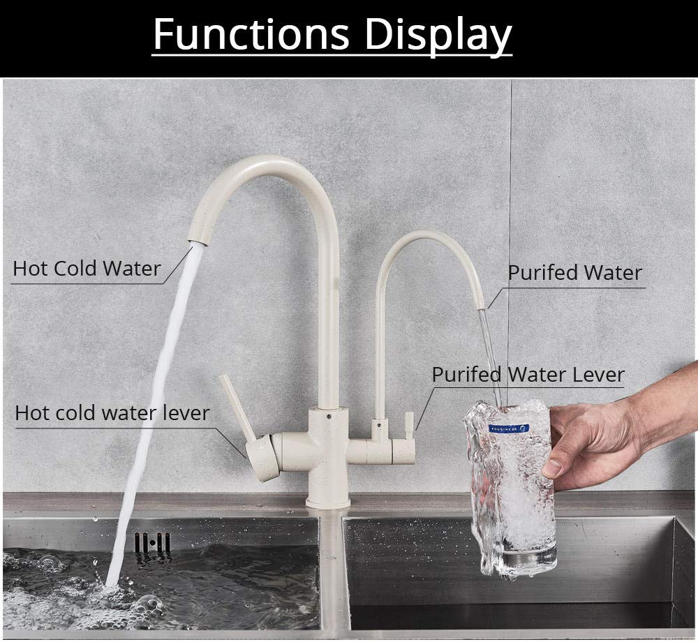 Purify Kitchen Mixer Tap - Deck Mounted Dual Handle Water Filtration Faucet with 2-Way Swivel Spout for Clean Drinking Water | Perfect for Modern Kitchens & Food Preparation Areas