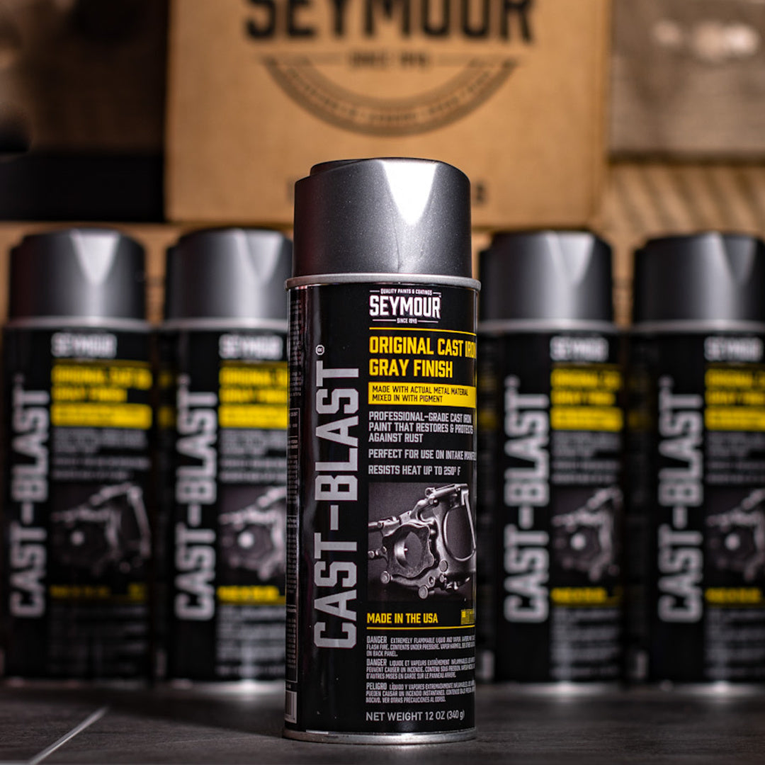 Seymour Cast Blast (Iron) High-Temp Spray Paint for Metal Restoration & Automotive Parts - Perfect for Engine Blocks, Exhaust Manifolds & Industrial Equipment