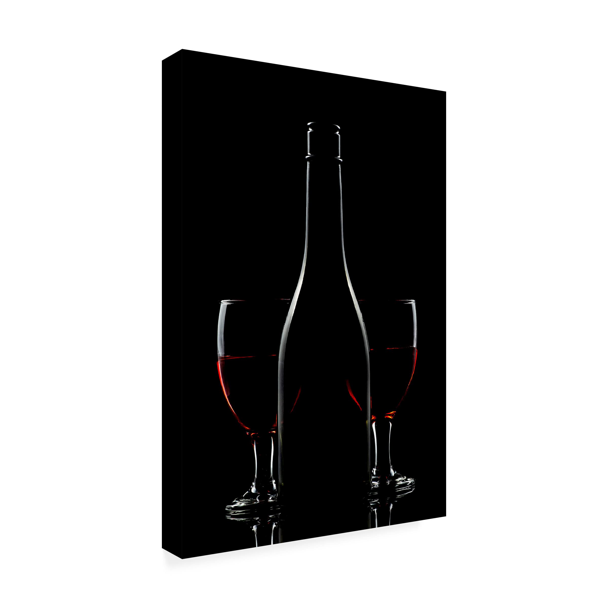 Edy Pamungkas 'Bottle And Two Red Wine' Canvas Art Print - Modern Home Decor for Living Room, Bedroom & Office - Trademark Fine Art Collection
