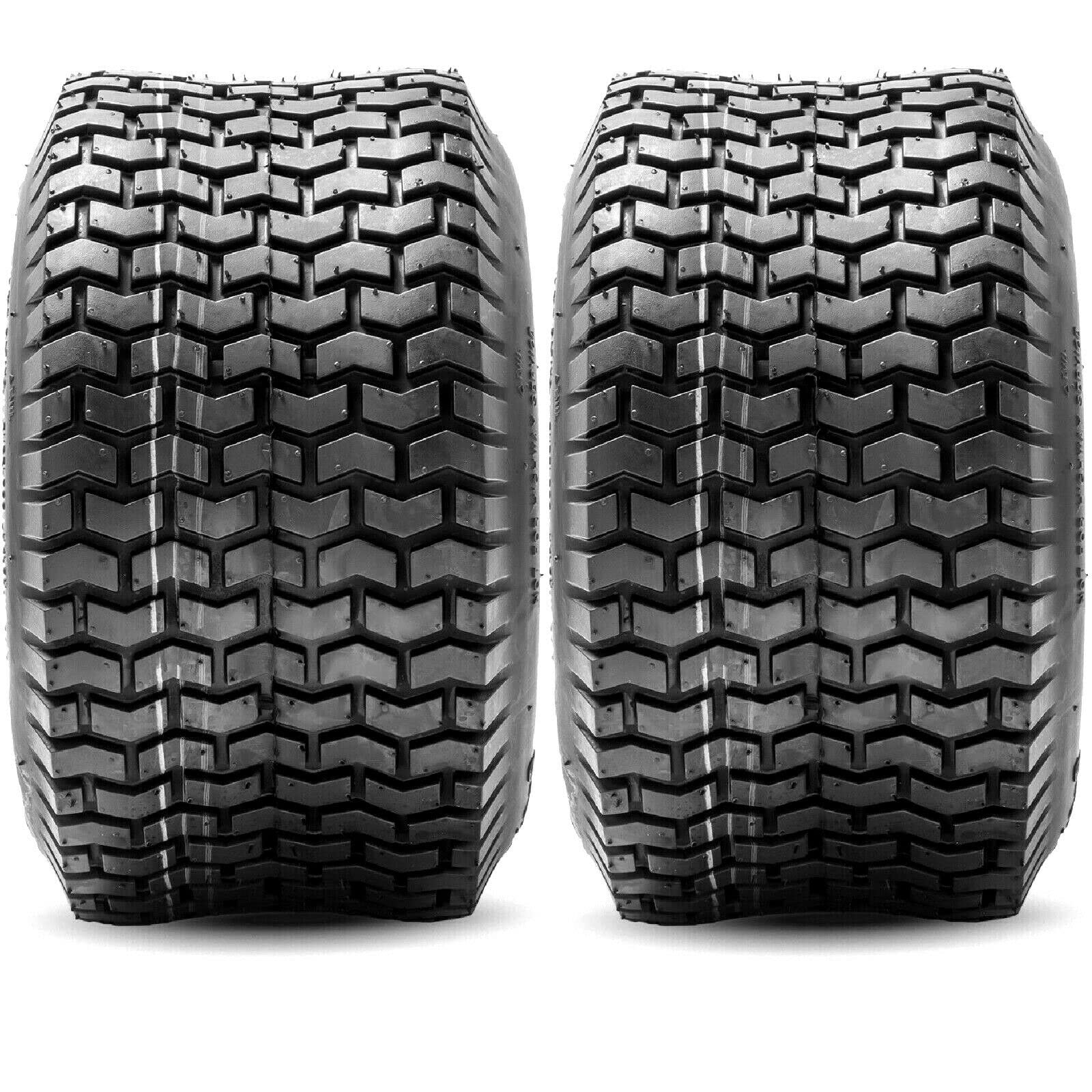 15x6.00-6 4-Ply Turf Tires for Lawn Mower & Tractor - Set of 2 Heavy Duty Tubeless Non-Directional Tires (Max Load) - Perfect for Golf Carts, ATVs, and Landscaping Equipment