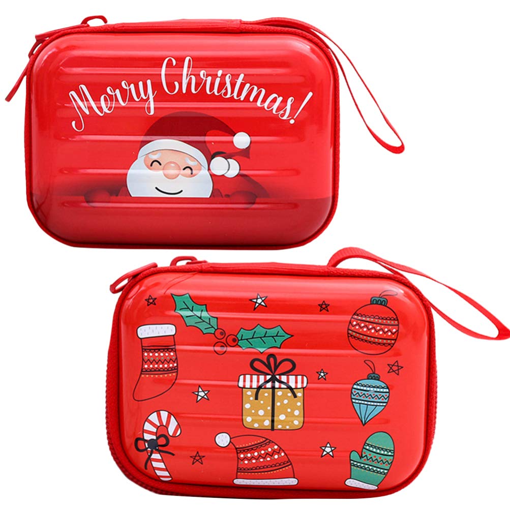 Toyvian 4PCS Christmas Mini Coin Purse Keychain Pouch - Small Change Holder for Keys, Earphones & Cables (Random Holiday Patterns) - Perfect for Holiday Gifts, Stocking Stuffers & Travel Organizers