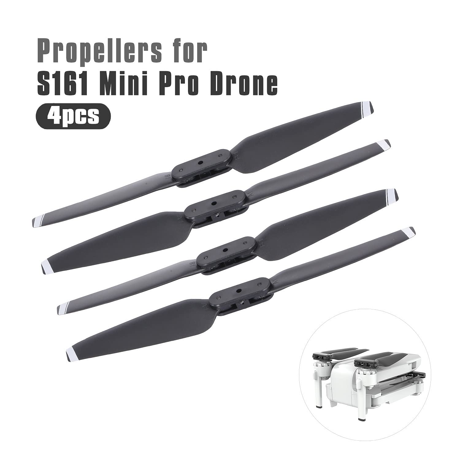 CSJ S161 Min Pro RC Drone Replacement Propellers - 4 Pack Durable Quadcopter Blades & Paddles Accessories for Smooth Flying | Perfect for Aerial Photography, Racing, and Outdoor Drone Adventures