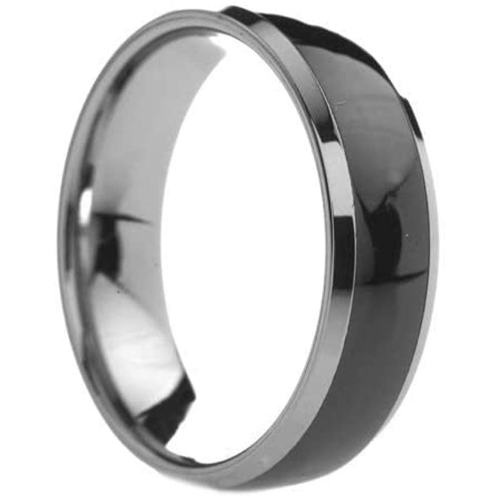 Men's Tungsten Carbide Wedding Ring with Black Ceramic Inlay - 6mm Wide Comfort Fit Band - Durable & Scratch-Resistant for Everyday Wear, Gifts & Anniversaries