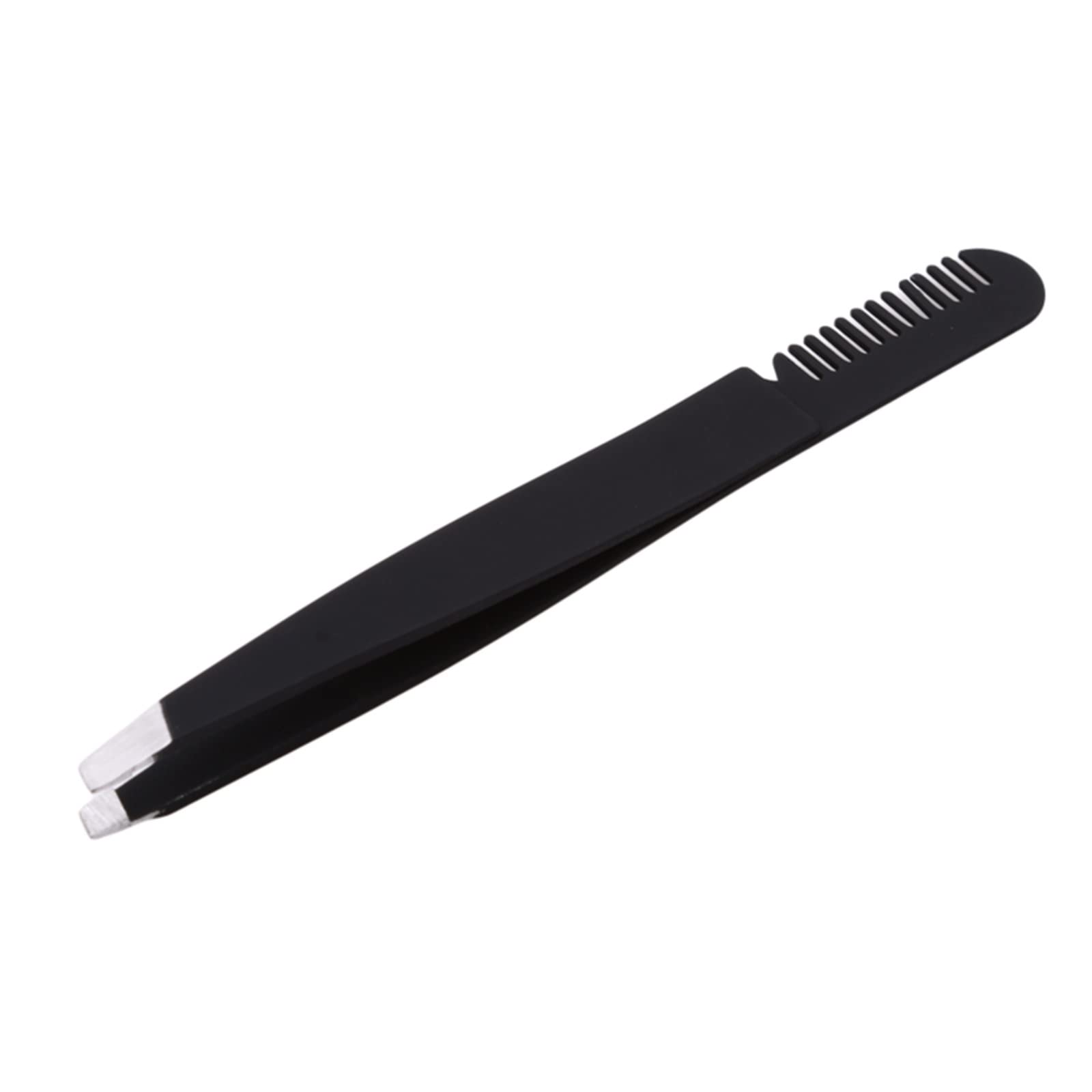 Stainless Steel Slanted Tweezers for Eyebrow Shaping & Hair Removal - Precision Makeup Tool with Eyebrow Comb - Perfect for Grooming, Beauty & Travel (Pink)