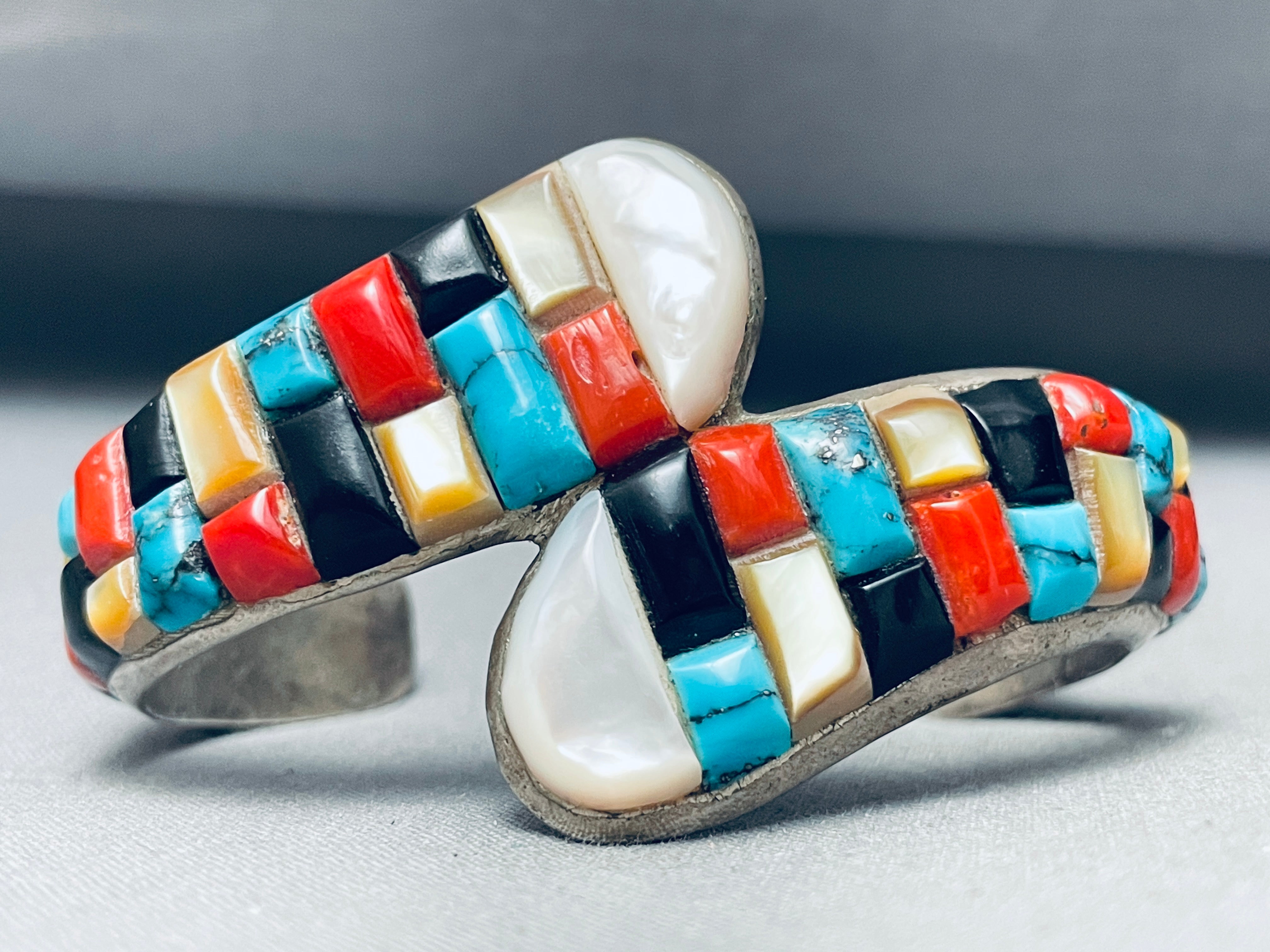 6 Inch Vintage Navajo Turquoise Inlay Sterling Silver Bracelet for Women - Handmade Native American Jewelry for Boho Style & Gift Giving