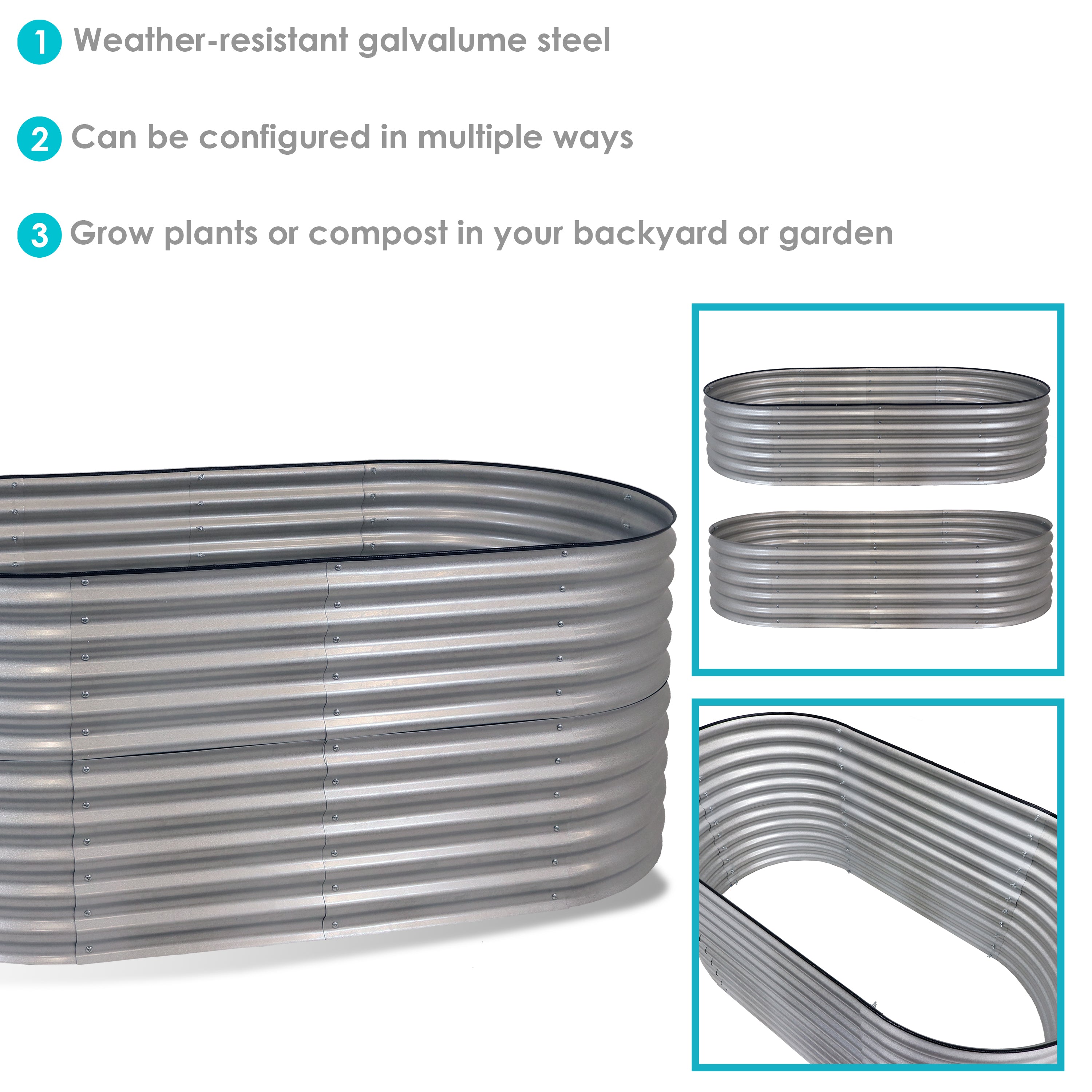 Stackable Galvalume Steel Raised Garden Bed Kit - 79