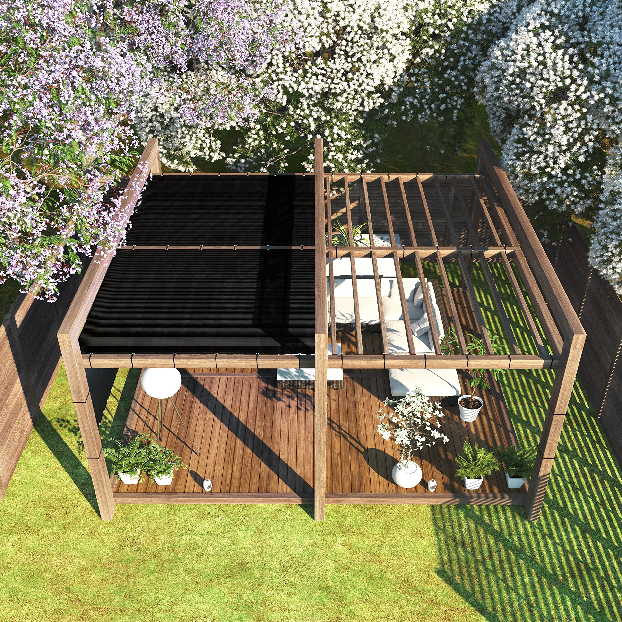 ColourTree 10' x 15' Black Custom Size Shade Cloth with Grommets - 90% UV Block, Heavy-Duty Mesh Fabric Tarp for Dog Kennel Cover, Garden Fence Privacy Screen, Greenhouse Shading, Chicken Coop & Pet Playpen | Perfect for Outdoor Sun Protection, Backyard Privacy & Plant Growth