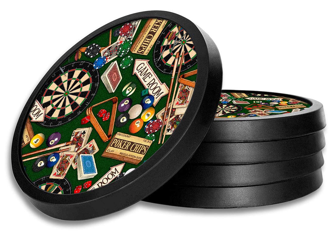 Premium Silicone Non-Slip Drink Coasters with Removable Absorbent Felt Pads - Set of 4 for Coffee, Wine & Beer - Perfect for Game Rooms, Bars & Home Decor - Durable Spill-Proof Cup Mats by Dan Morris