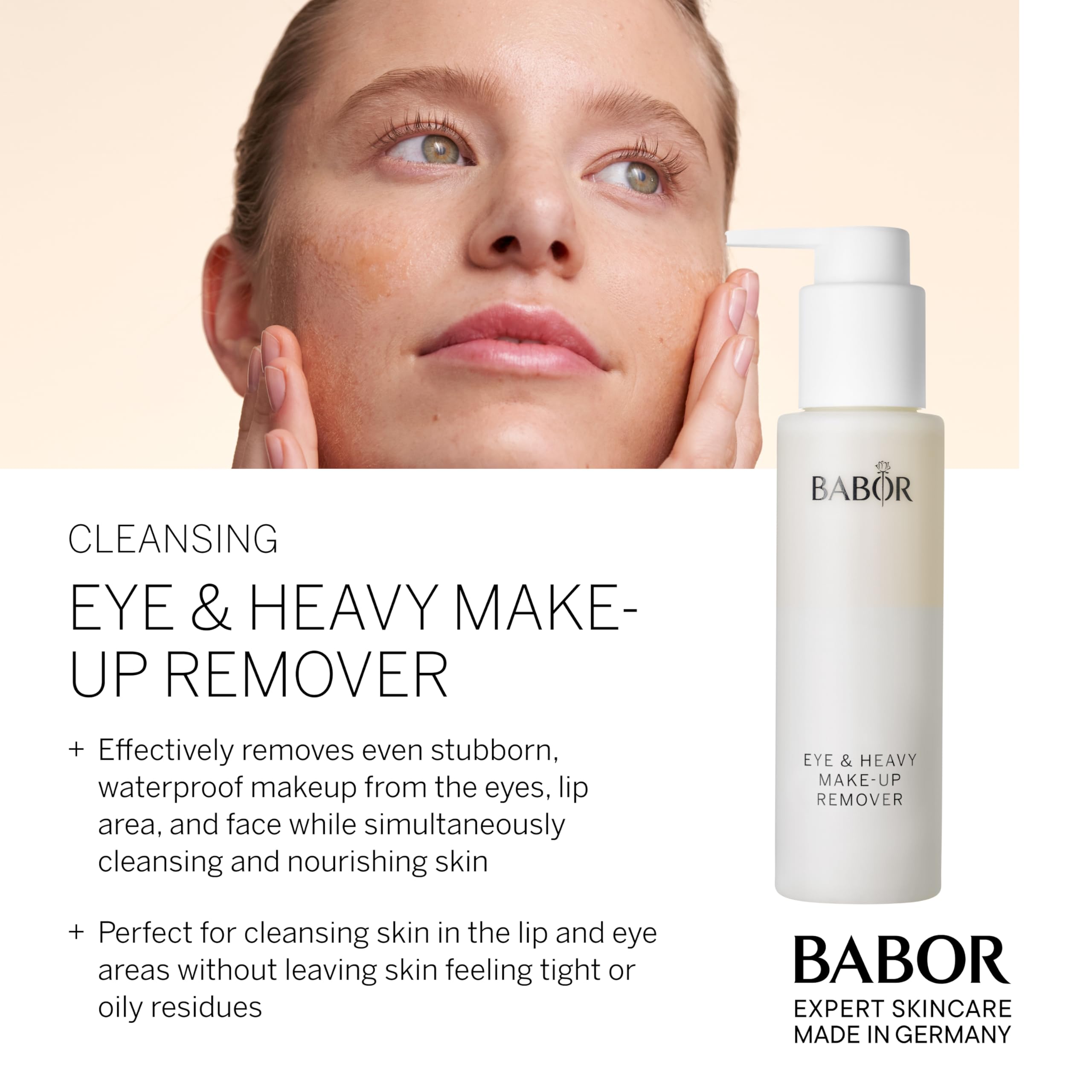 BABOR Gentle Eye Makeup Remover with Vitamin B & Aloe Vera - Contact Lens Safe, Lash Extension & Waterproof Mascara Friendly - Oil-Free, Non-Greasy Formula for Sensitive Eyes | Perfect for Nightly Cleansing & Pre-Makeup Prep