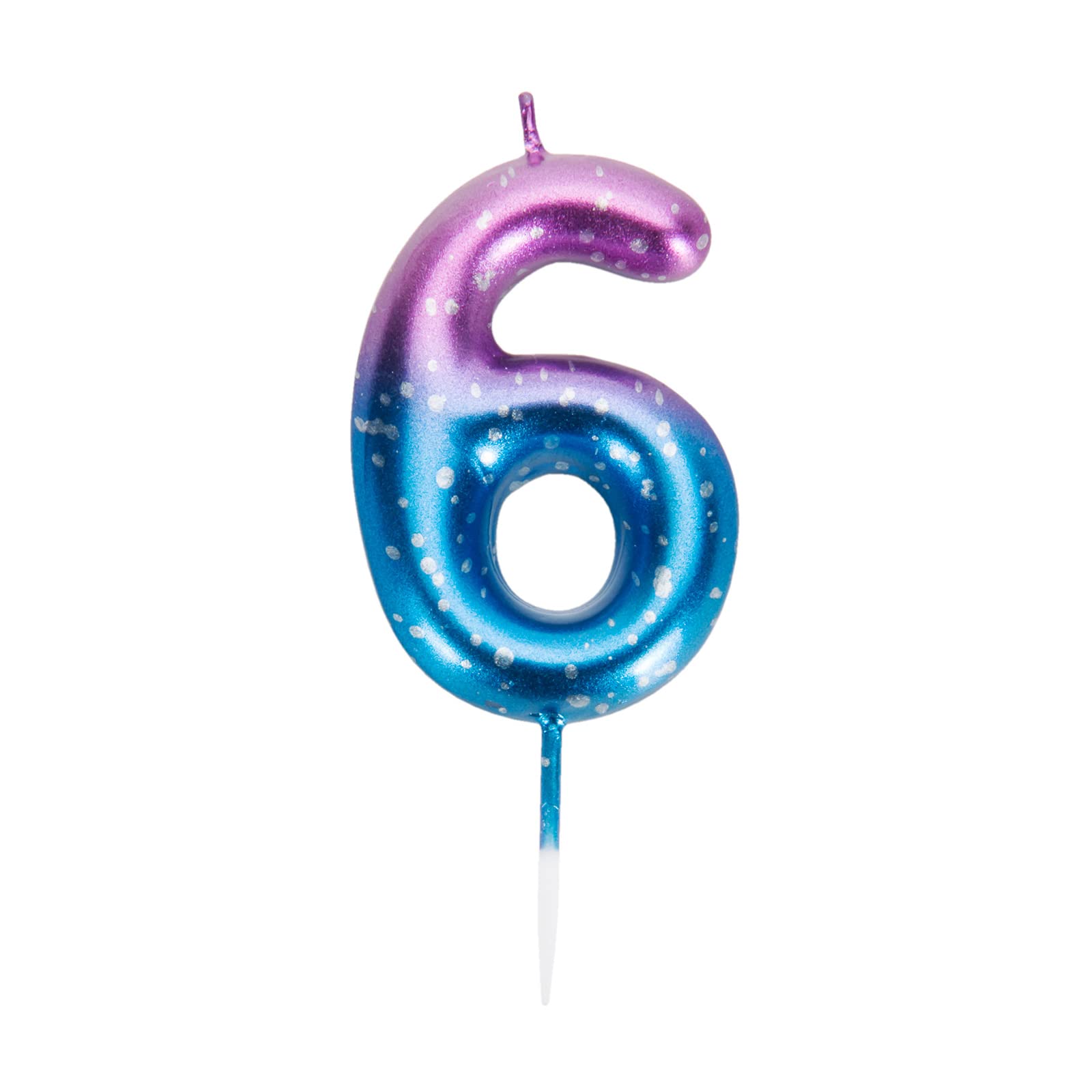 Gradient Color Number 6 Birthday Candles - Purple to Blue Cake Topper for Kids & Adults Party Decorations, Anniversary Supplies | Perfect for Birthday Cakes, Wedding Celebrations & Special Events