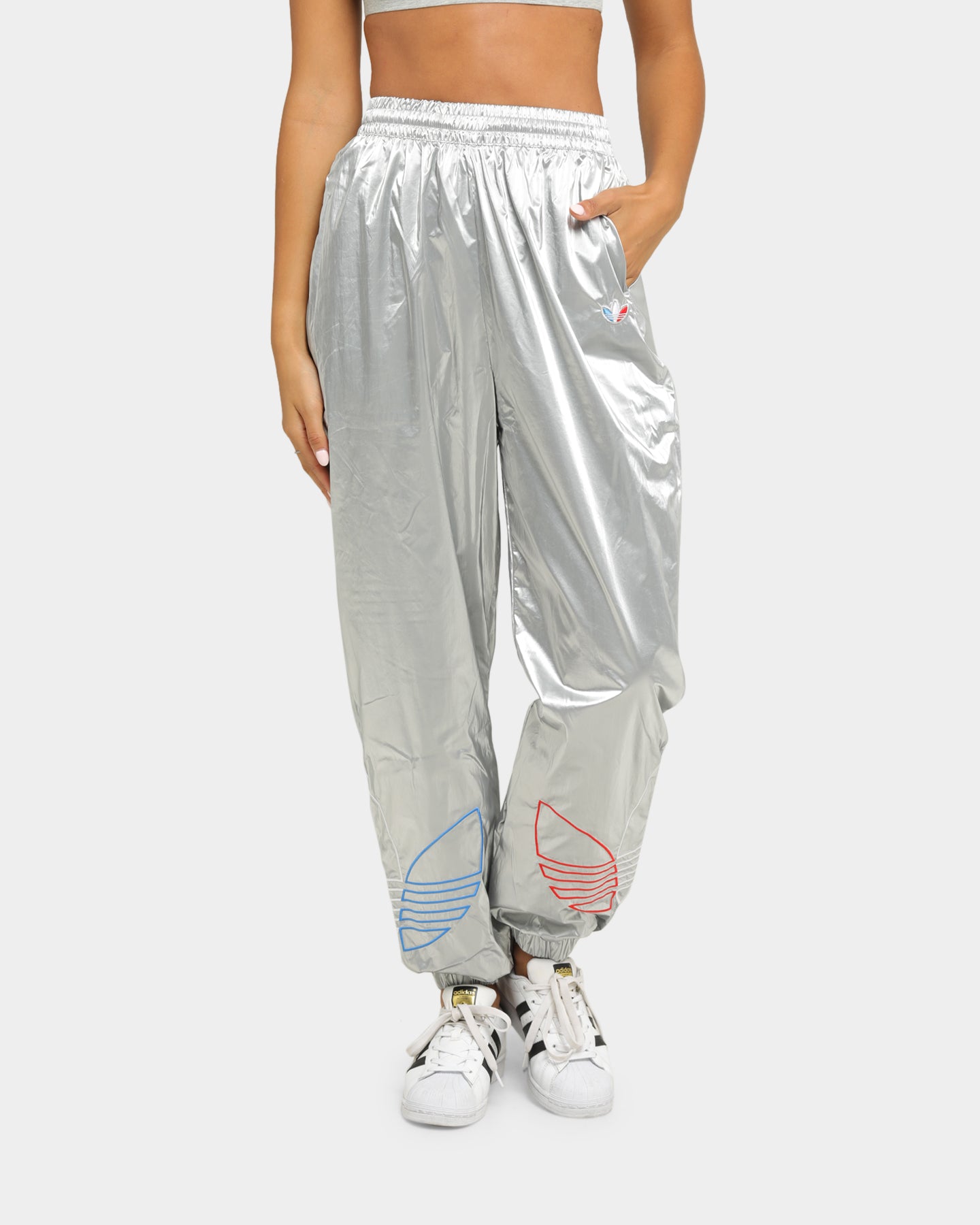 Adidas Women's Japona Track Pants - Metallic Silver Athletic Joggers for Running, Yoga & Lounge Wear