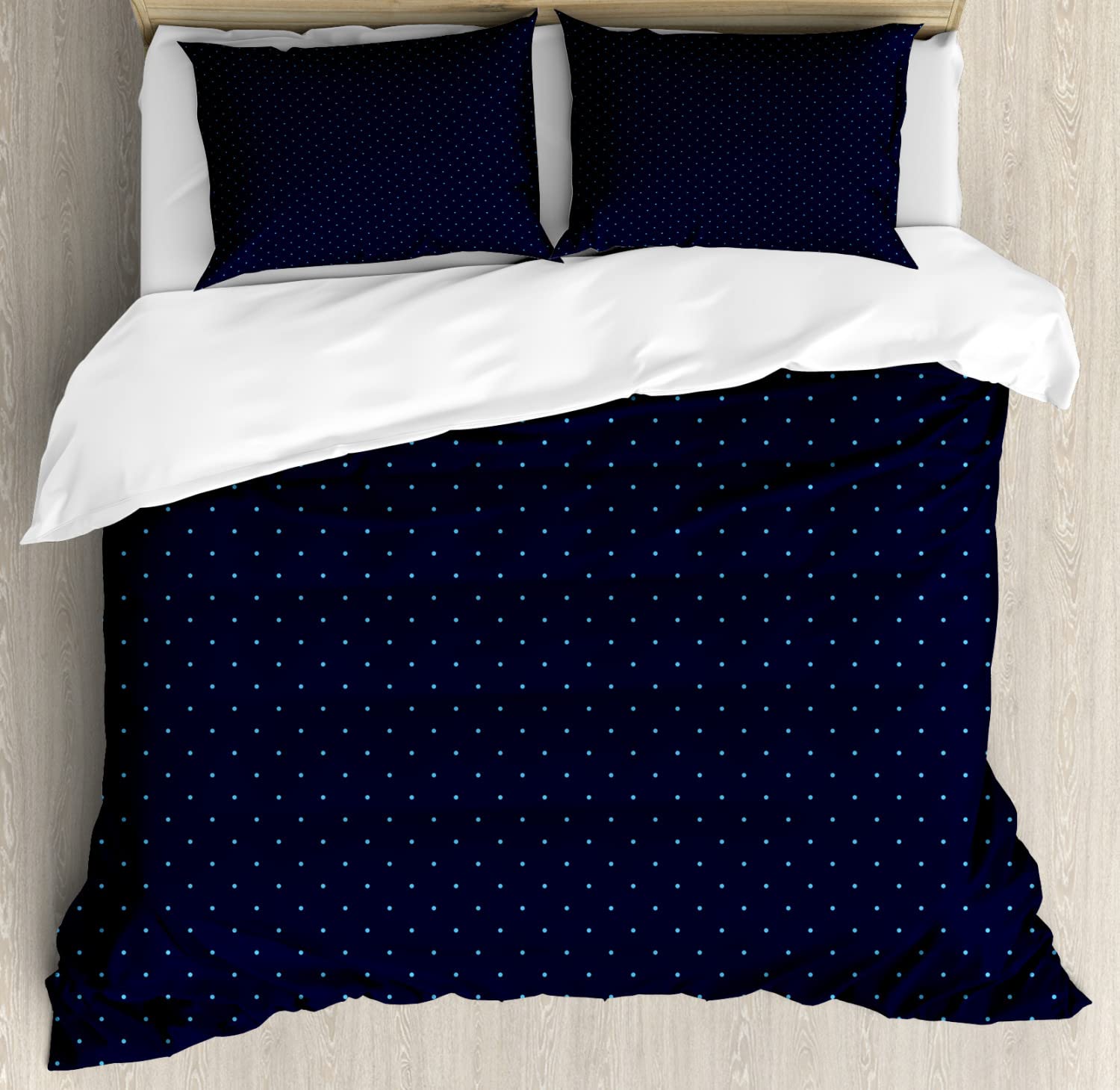 Ambesonne Dark Blue Duvet Cover Set - Retro Style Small Color Dots Pattern, 2-Pack Twin Size Bedding Set with 2 Duvet Covers & 2 Pillowcases (Pale Blue & Dark Blue) | Perfect for Guest Rooms, Dorm Decor & Vintage Bedroom Themes