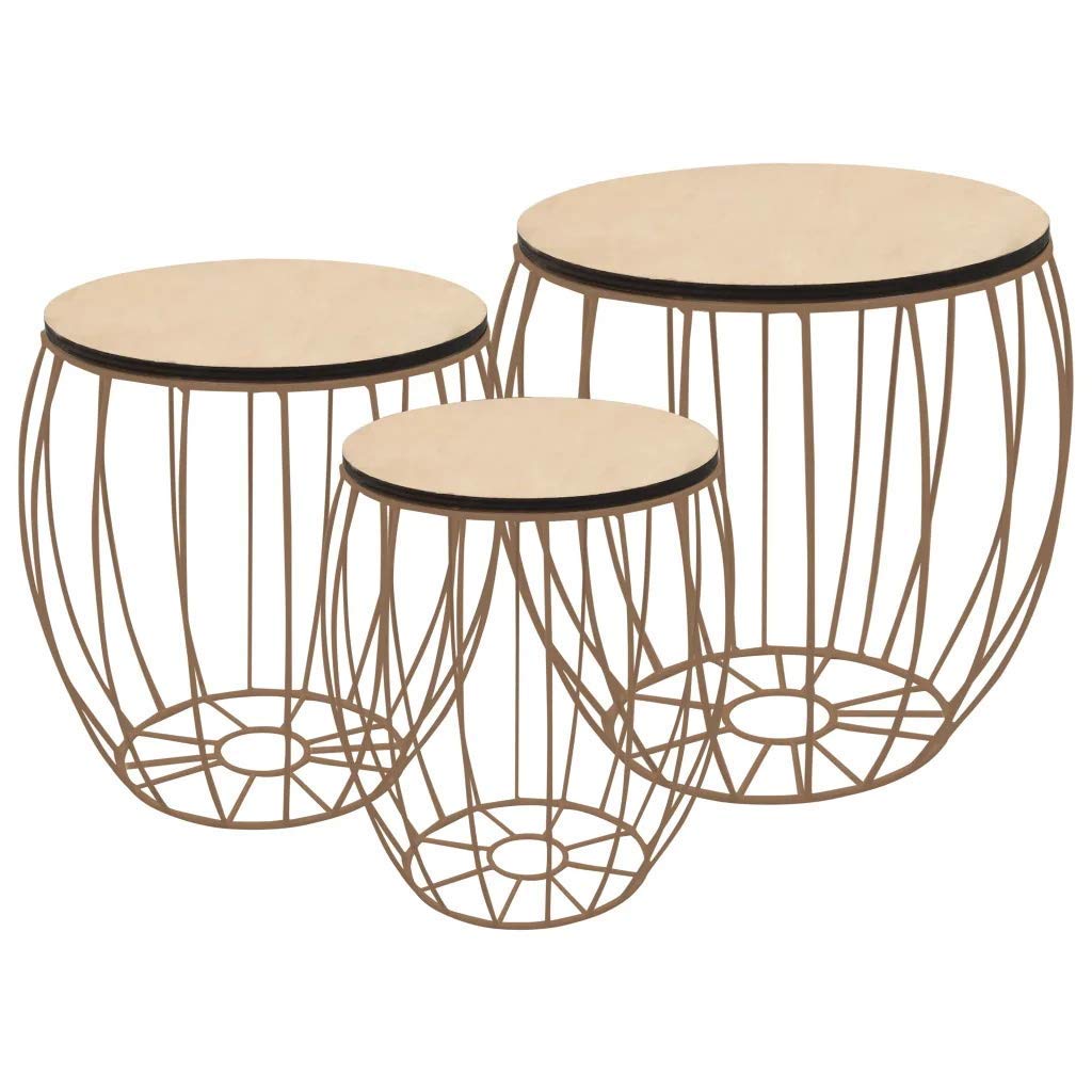 GOTOTOP Set of 3 Modern Coffee Tables with Removable Trays & Storage - Side Tables, Sofa End Tables for Living Room, Bedroom, Office - Copper Finish | Perfect for Small Spaces, Home Decor & Entertaining Guests
