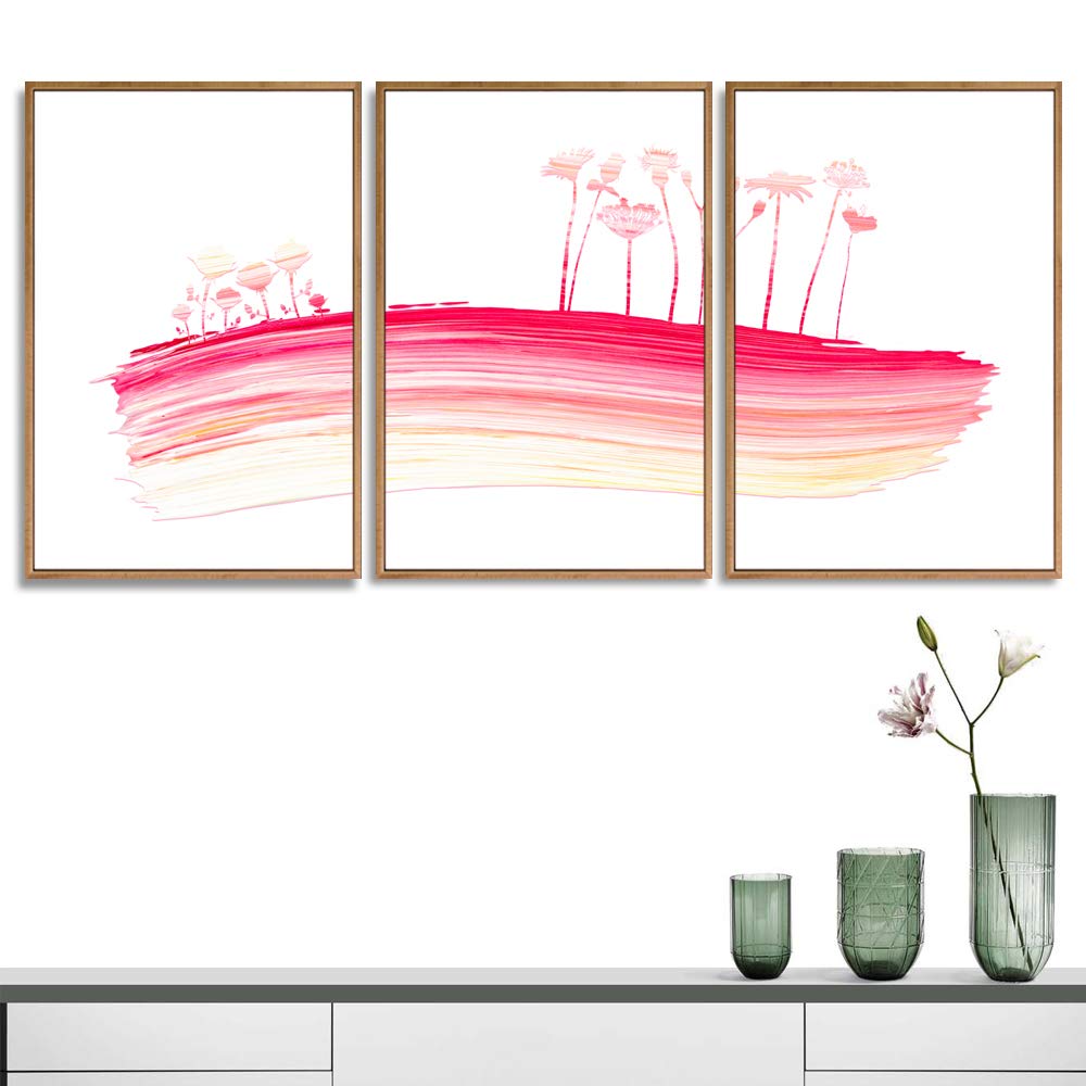 Wall26 3-Panel Framed Abstract Tree Canvas Wall Art - 16x24 Inch Ready to Hang Painting for Living Room & Bedroom Decor | Modern Home Office & Dorm Wall Decor