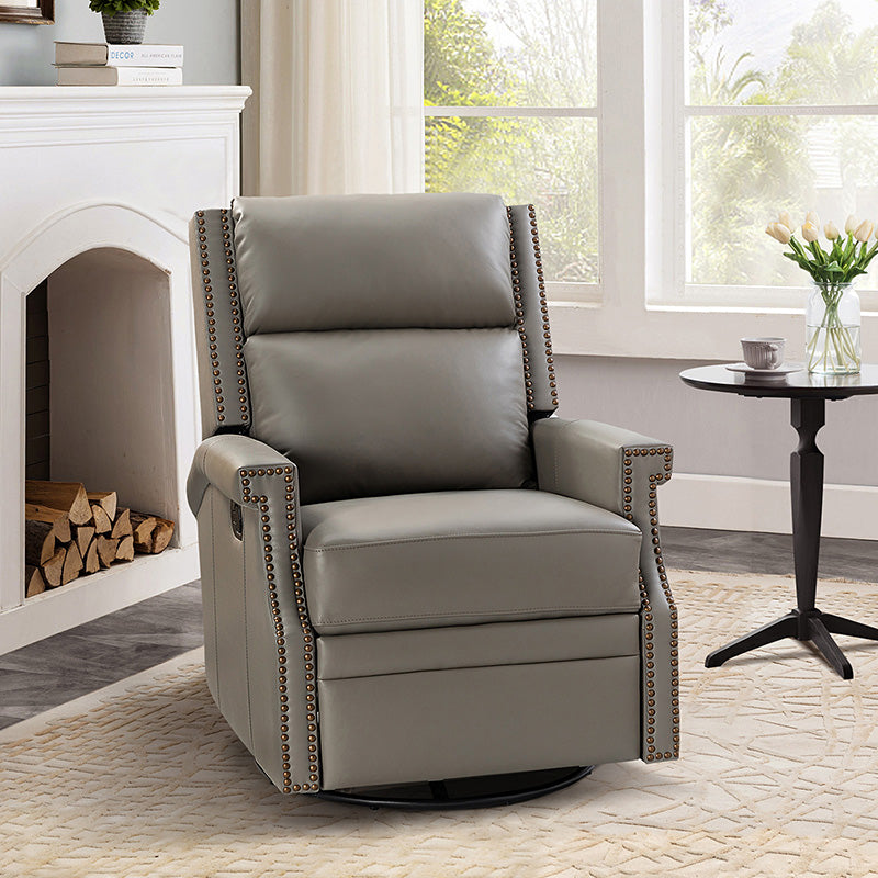 Canace Modern Genuine Leather Manual Glider Rocker Recliner Chair - Comfortable Swivel Lounge Chair for Living Room, Nursery, and Office Relaxation