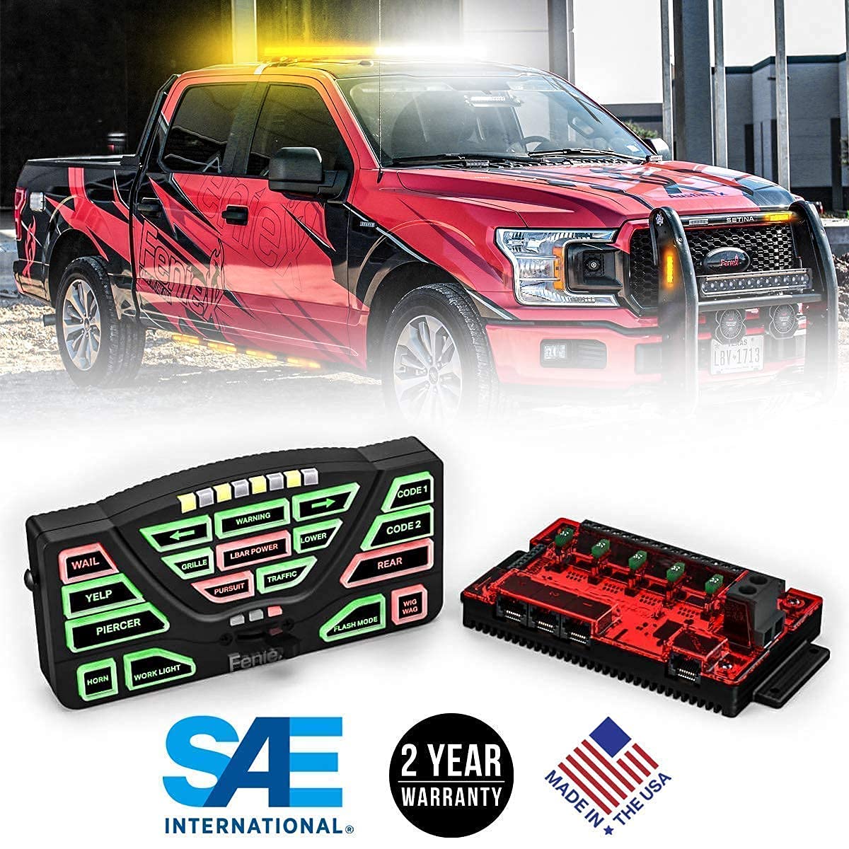 Feniex Low Frequency Siren with Controller & Speaker Bundle - Emergency Vehicle Warning System for Police, Fire Trucks & Ambulances