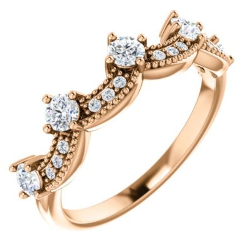 Bonyak 14K Rose Gold 1/2 CTW Diamond Crown Ring for Women - Size 7 | Elegant Wedding, Engagement & Anniversary Jewelry Gift