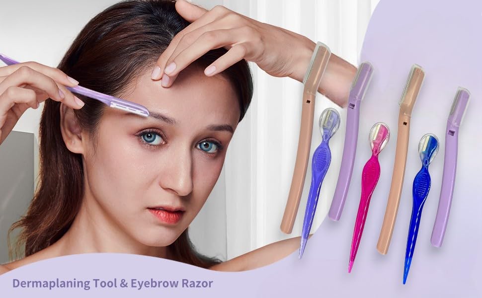 7-Piece Eyebrow Kit with 4 Eyebrow Razors & 3 Precision Shapers - Professional Dermaplaning & Brow Grooming Tools for Women & Men - Perfect for Eyebrow Shaping, Facial Hair Removal & At-Home Beauty Care