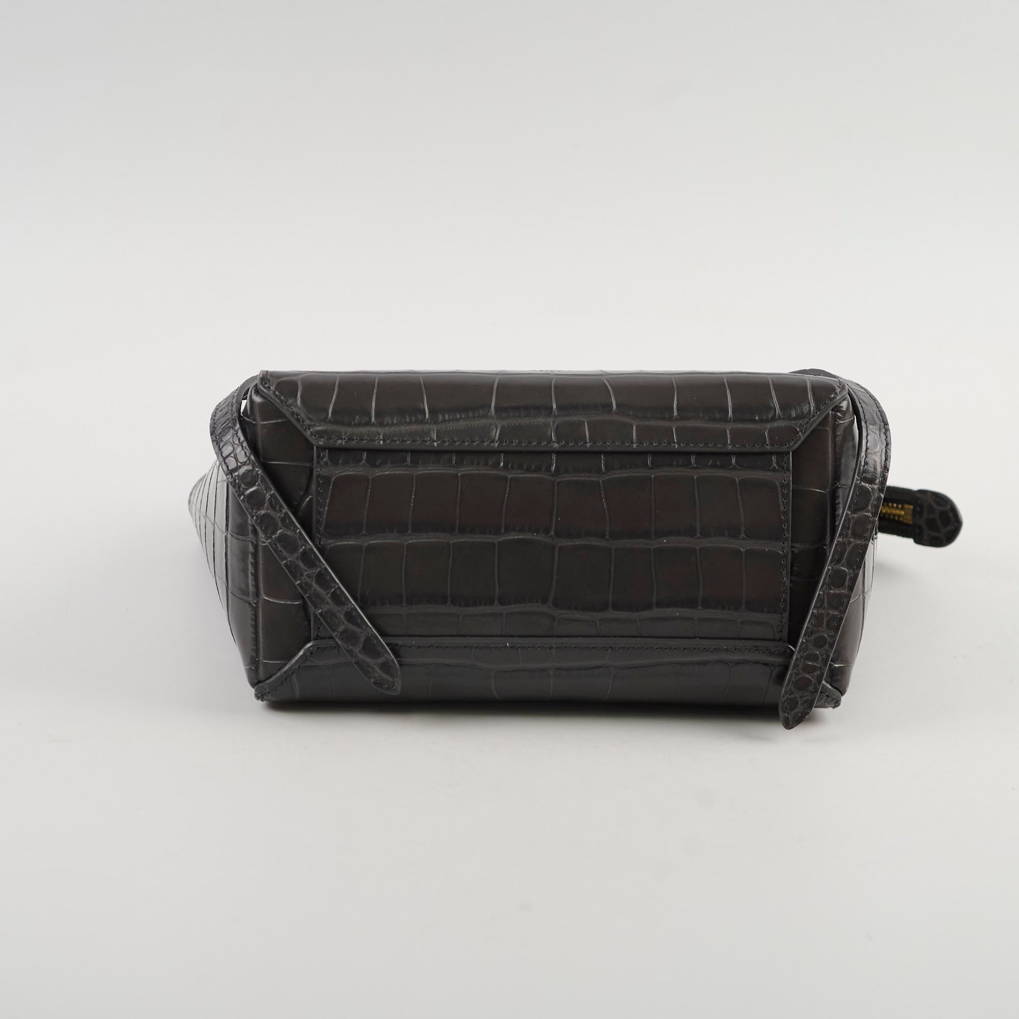 Celine Nano Belt Bag Crocodile Embossed Leather Crossbody Bag in Dark Grey | Luxury Designer Handbag for Women, Perfect for Work, Travel & Everyday Use