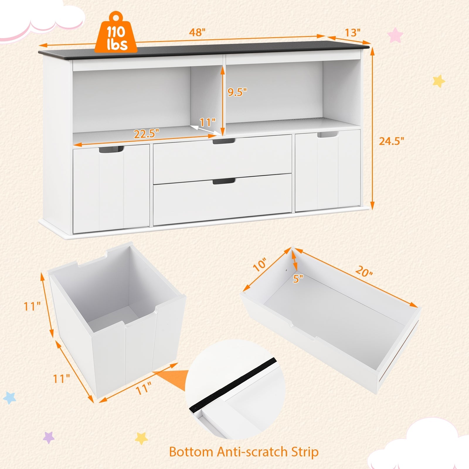Kids Toy Storage Organizer with Blackboard Top - 4 Drawer Organizer for Toys, Books & Art Supplies | Perfect for Playrooms, Bedrooms & Daycare Centers