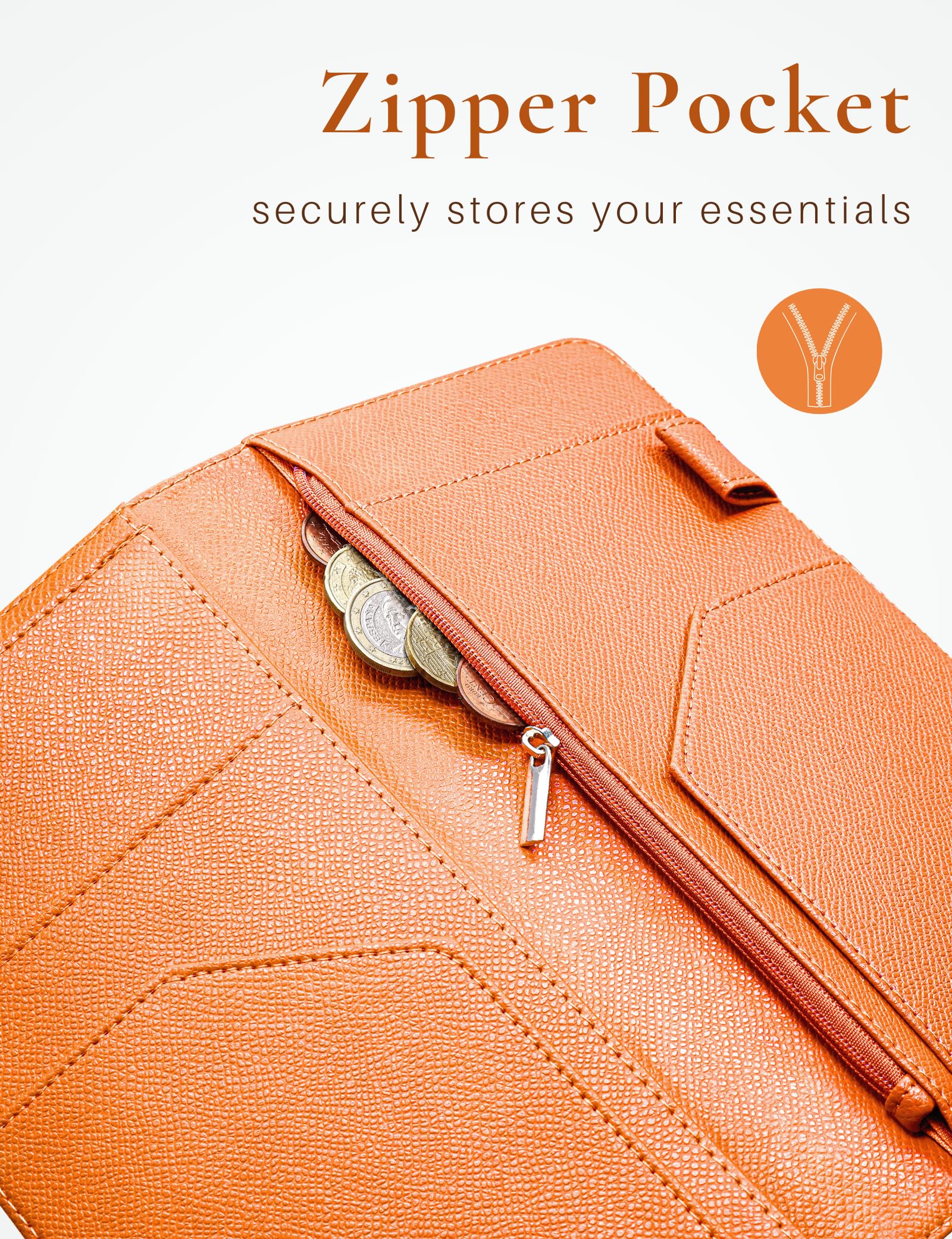 **Mymazn Server Book with Zipper & Magnetic Pocket - Cute Waitress Check Booklet for Waiters & Waitresses - Guest Check Organizer with High-Capacity Pockets - Perfect for Restaurants, Cafes & Hospitality Staff (Orange)**    **Usage Scenarios:** Ideal for servers, bartenders, and hospitality professionals to efficiently manage orders, tips, and receipts in busy restaurants, bars, and cafes.