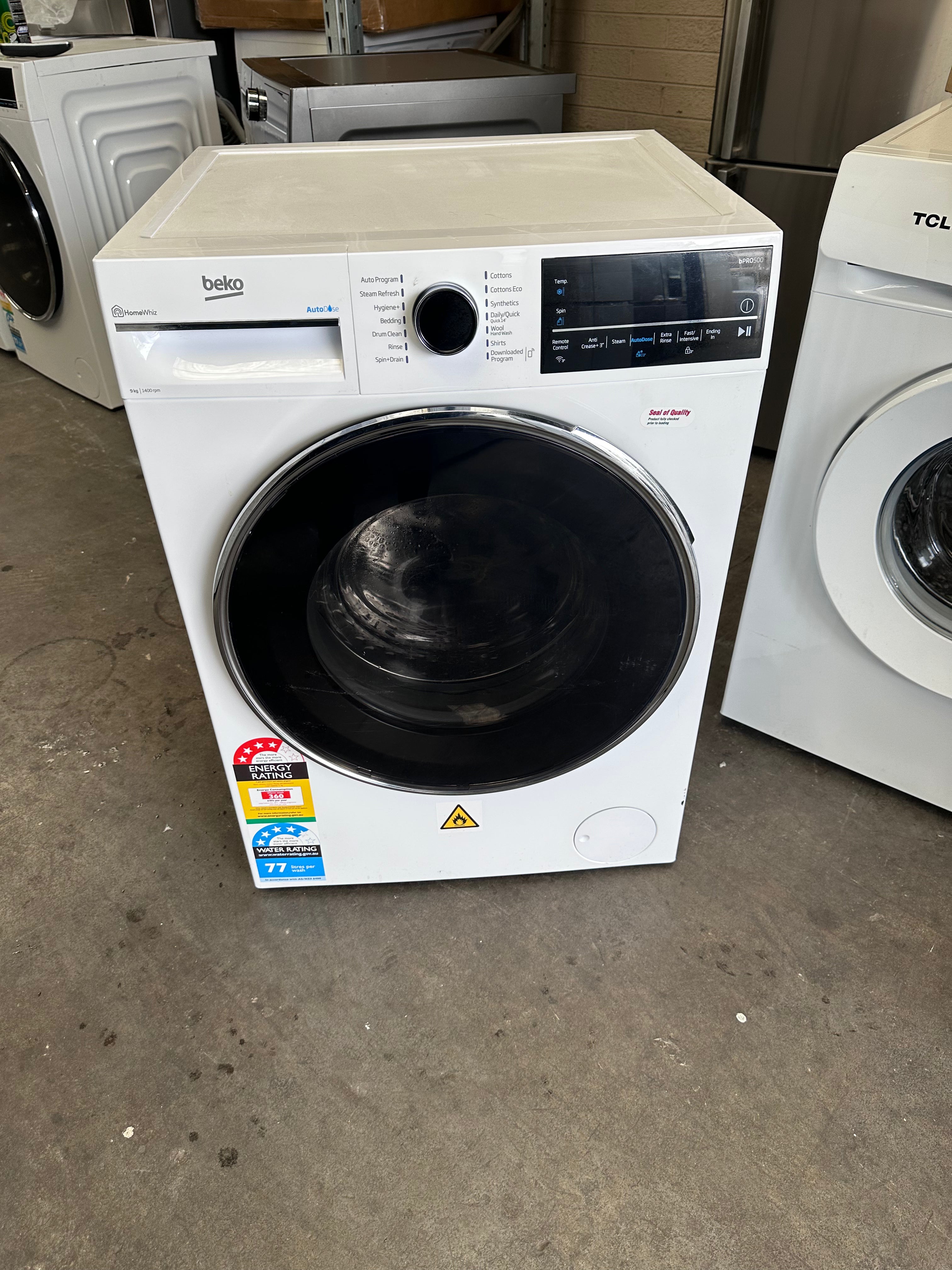 Beko BFLB902ADW 9kg Auto Dose Front Load Washing Machine - Energy Efficient, Quiet Operation - Perfect for Apartments & Small Homes (Factory Refurbished)