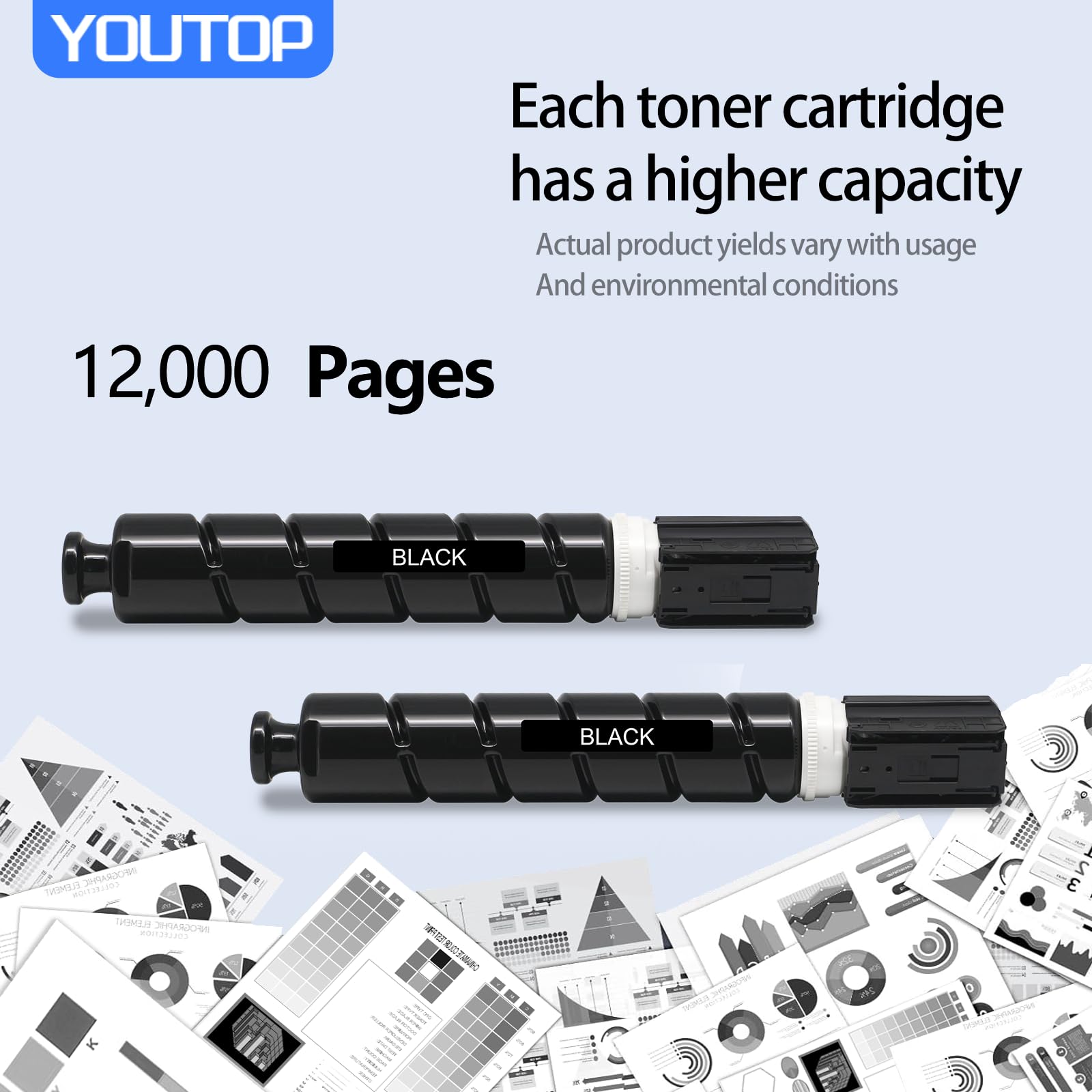 2PK CRG-034 Black Toner Cartridge Replacement for Canon Color imageCLASS MF810Cdn MF820Cdn Printer (9454B001) - High Yield Printing for Office & Home Use