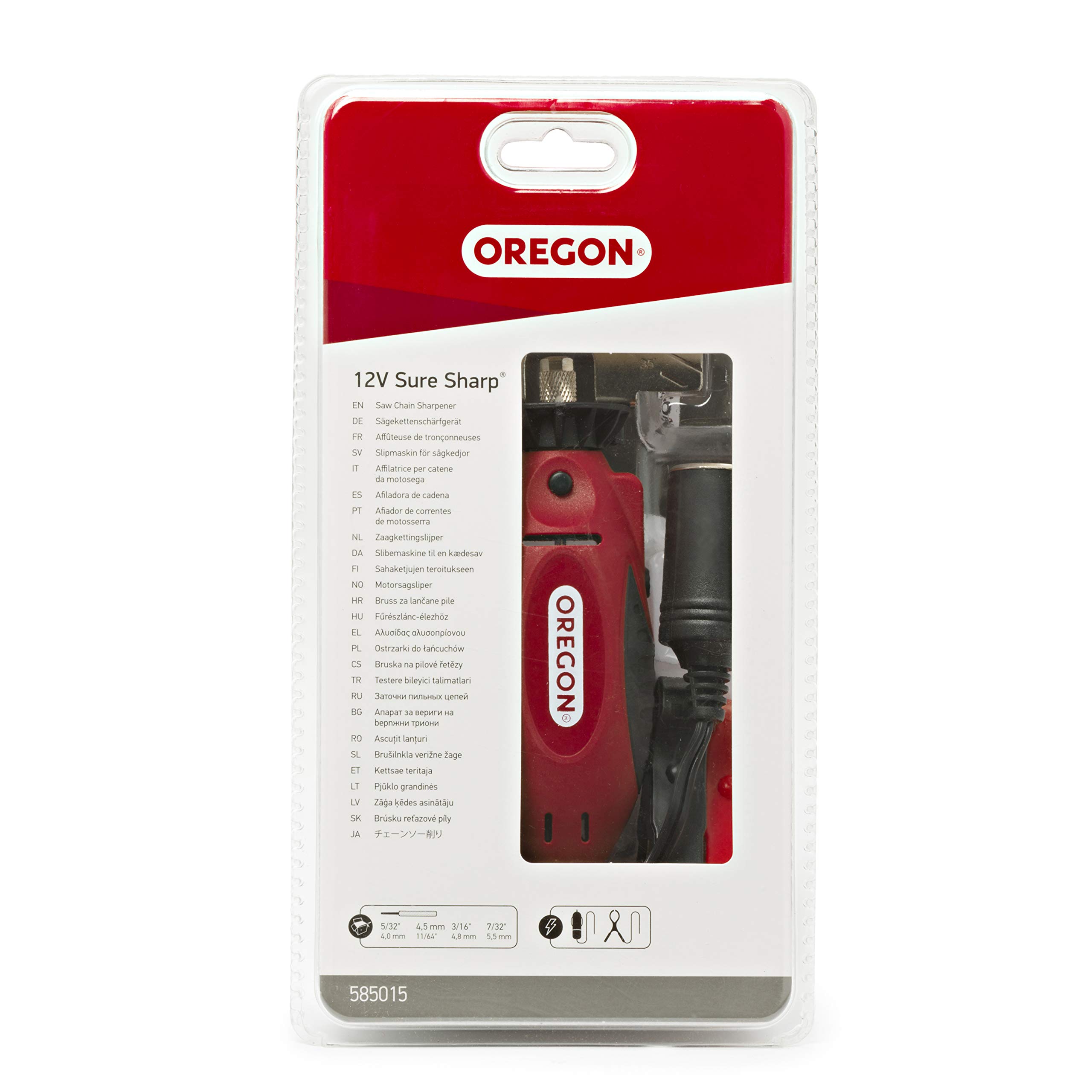 Oregon 12V Sure Sharp Handheld Electric Chainsaw Chain Grinder & Sharpener - 2-in-1 Saw Chain Sharpening & Maintenance Tool with 16ft Cable (575214) - Perfect for DIY Woodworking, Tree Trimming & Chainsaw Maintenance