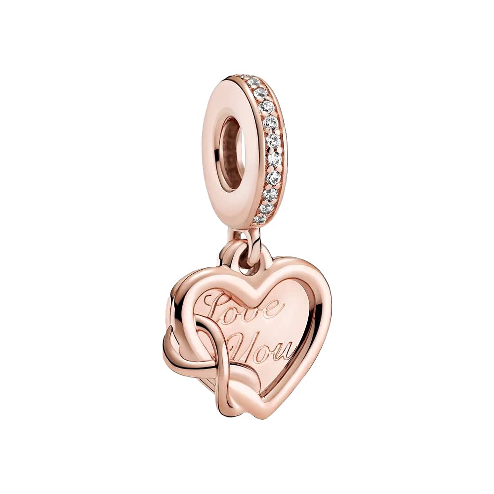 Pandora Love You Infinity Heart Dangle Charm Bracelet - Elegant Rose Gold Women's Jewelry Gift for Anniversary, Valentine's Day & Mother's Day - Perfect for Romantic Occasions & Special Moments