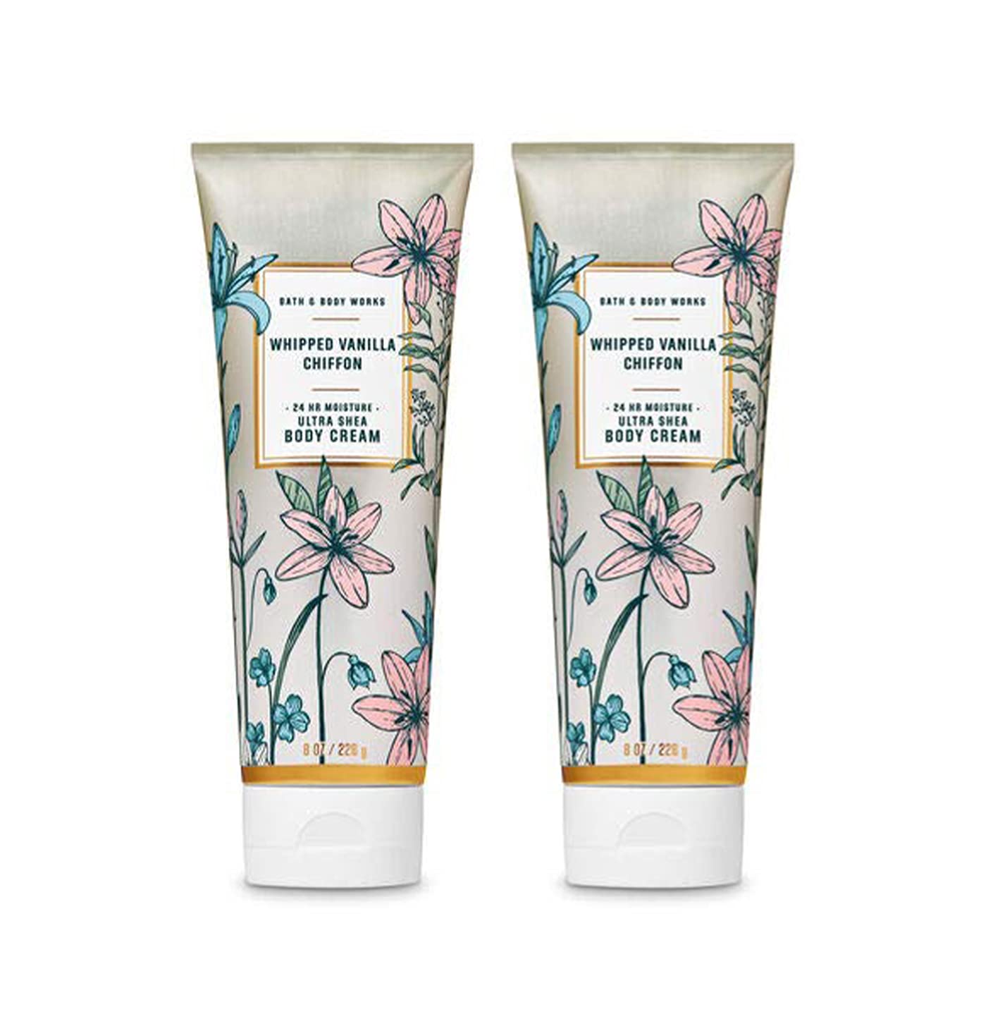 Bath & Body Works Whipped Vanilla Chiffon 2-Pack Ultra Shea Body Cream 8oz - Moisturizing Lotion for Dry Skin, Perfect for Daily Hydration & Gift Giving
