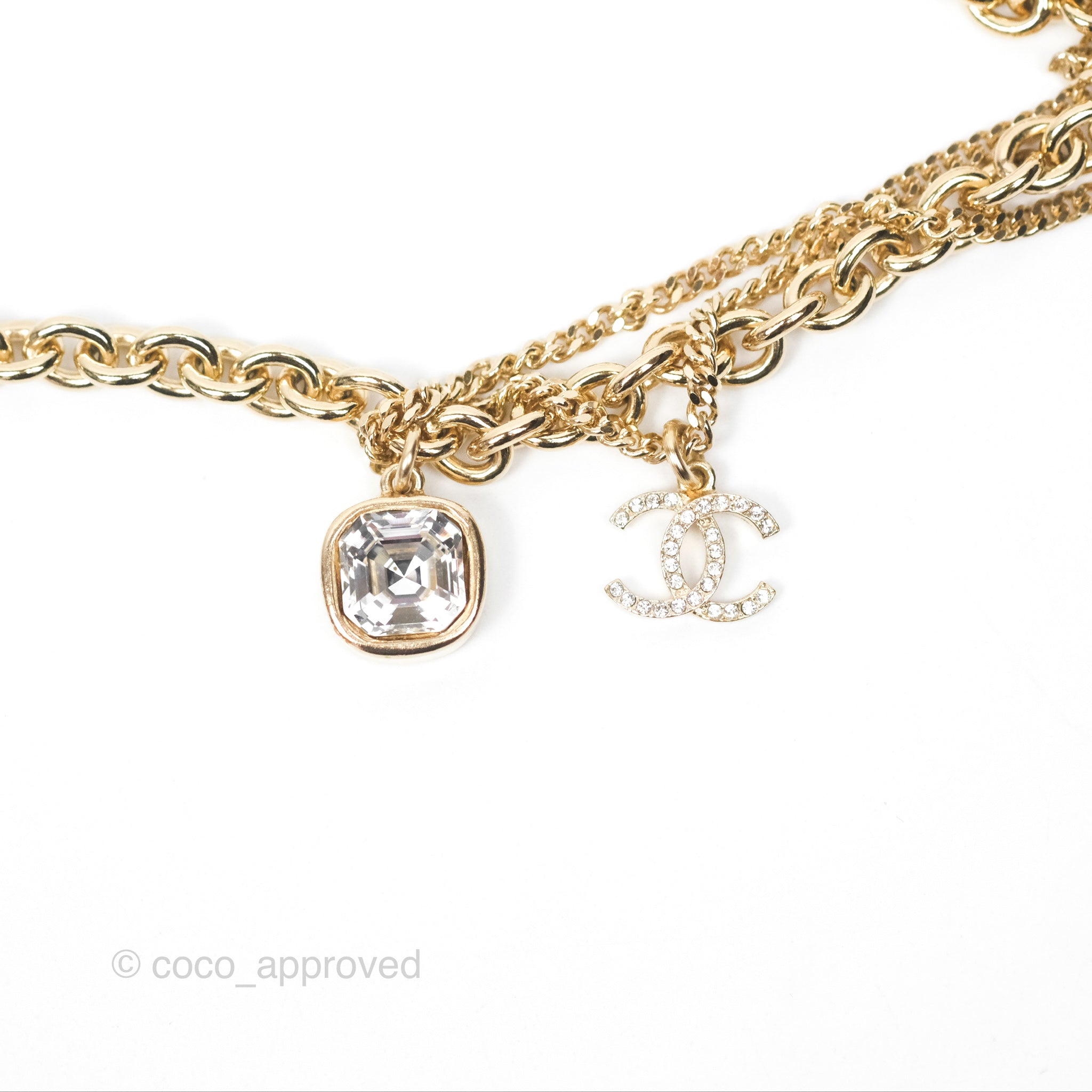 Chanel CC Logo Charm Necklace in 21K Gold Tone - Elegant Jewelry for Women, Perfect for Parties, Weddings & Special Occasions