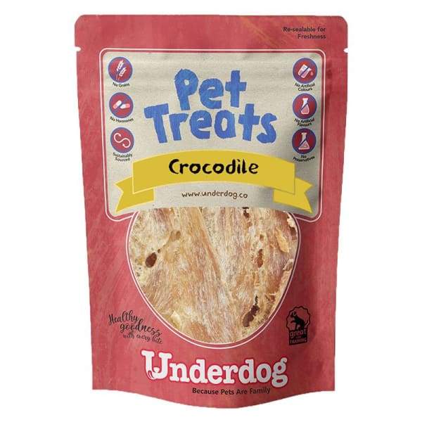 Premium Underdog Crocodile Air-Dried Dog Treats - 60g Natural Protein Snacks for Dogs - Grain-Free, Hypoallergenic Training Rewards - Perfect for Outdoor Adventures & Travel Treats
