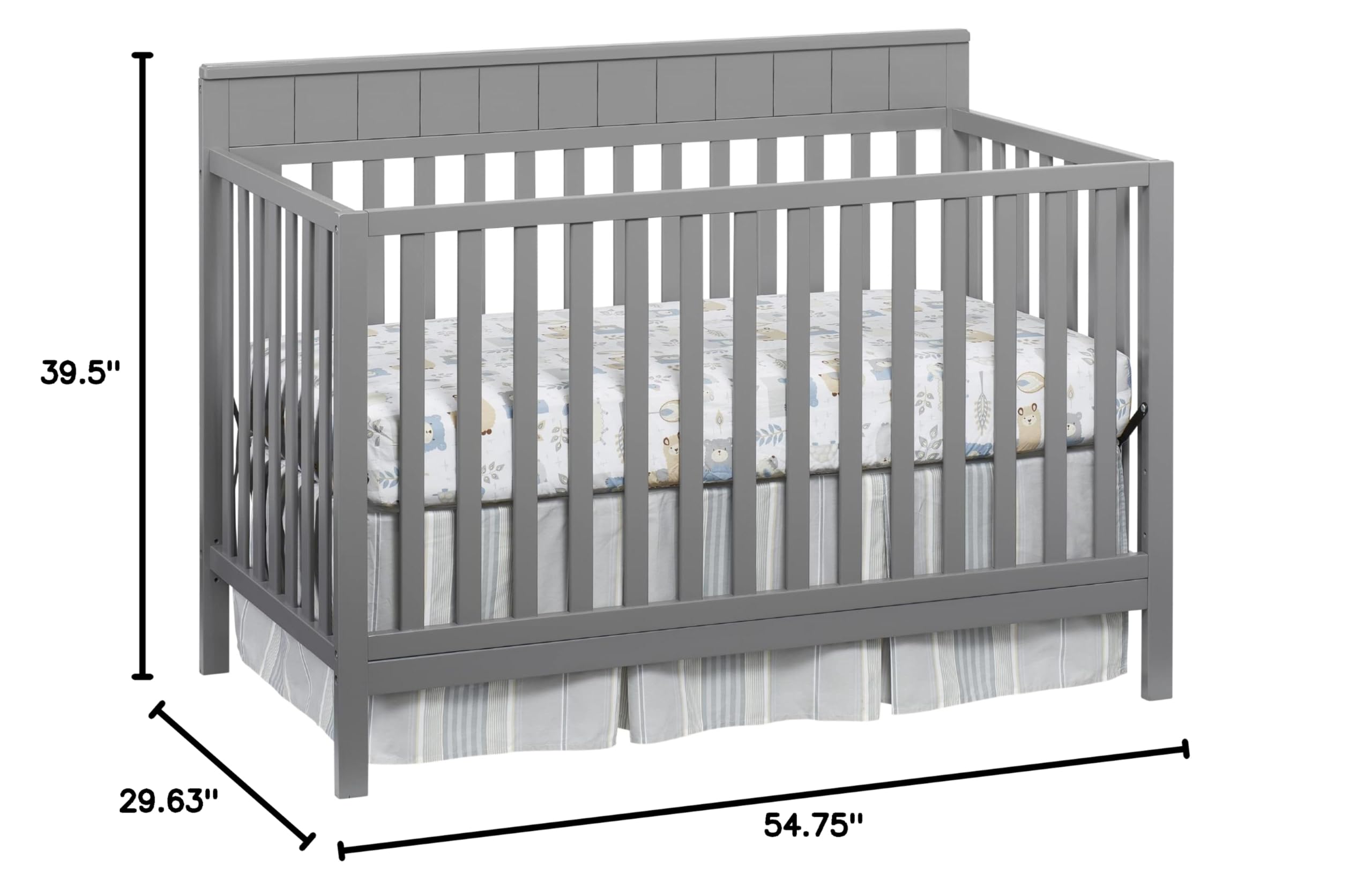 Oxford Baby Logan 4-in-1 Convertible Crib - GREENGUARD Gold Certified, Safe Non-Toxic Nursery Furniture for Newborn to Toddler (Dove Gray) | Perfect for Small Spaces, Daycare Centers & Modern Nursery Decor