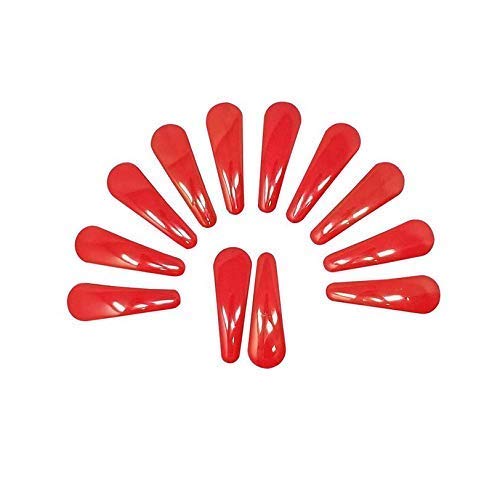 SIYAA Plastic Tic Tac Hair Clips - Fashionable Red Hair Accessories (Pack of 12) for Women, Girls - Perfect for School, Work, Parties & Everyday Styling