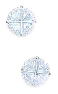 14K White Gold 8mm 4-Segment Round CZ Cubic Zirconia Simulated Diamond Basket Earrings for Women | Elegant Jewelry Gift for Weddings, Parties & Special Occasions