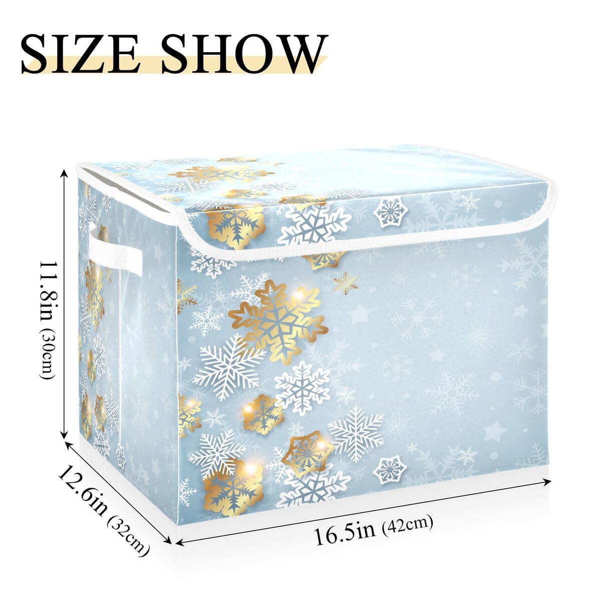 Senya Foldable Storage Bins with Lids - Collapsible Storage Baskets & Organizer Cubes with Golden Snowflake Design for Home, Office, Closet, Shelves, Toys & Nursery - Perfect for Space Saving & Home Organization