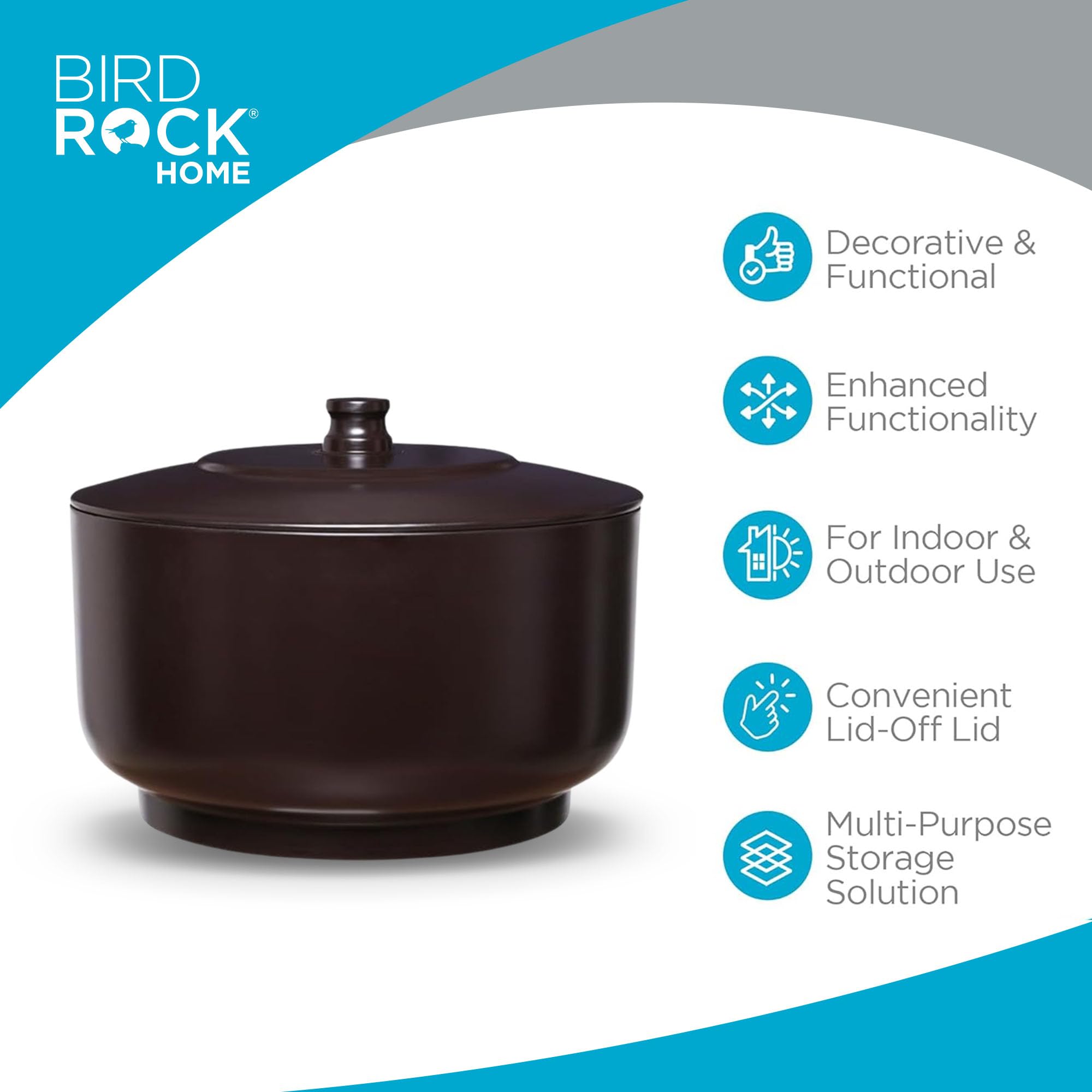 BIRDROCK HOME Decorative Footed Water Hose Holder Pot with Lid - 100ft Garden Hose Storage - Powder Coated Steel Outdoor/Indoor Organizer (Oil Rubbed Bronze) - Perfect for Yard, Patio, and Garage Organization