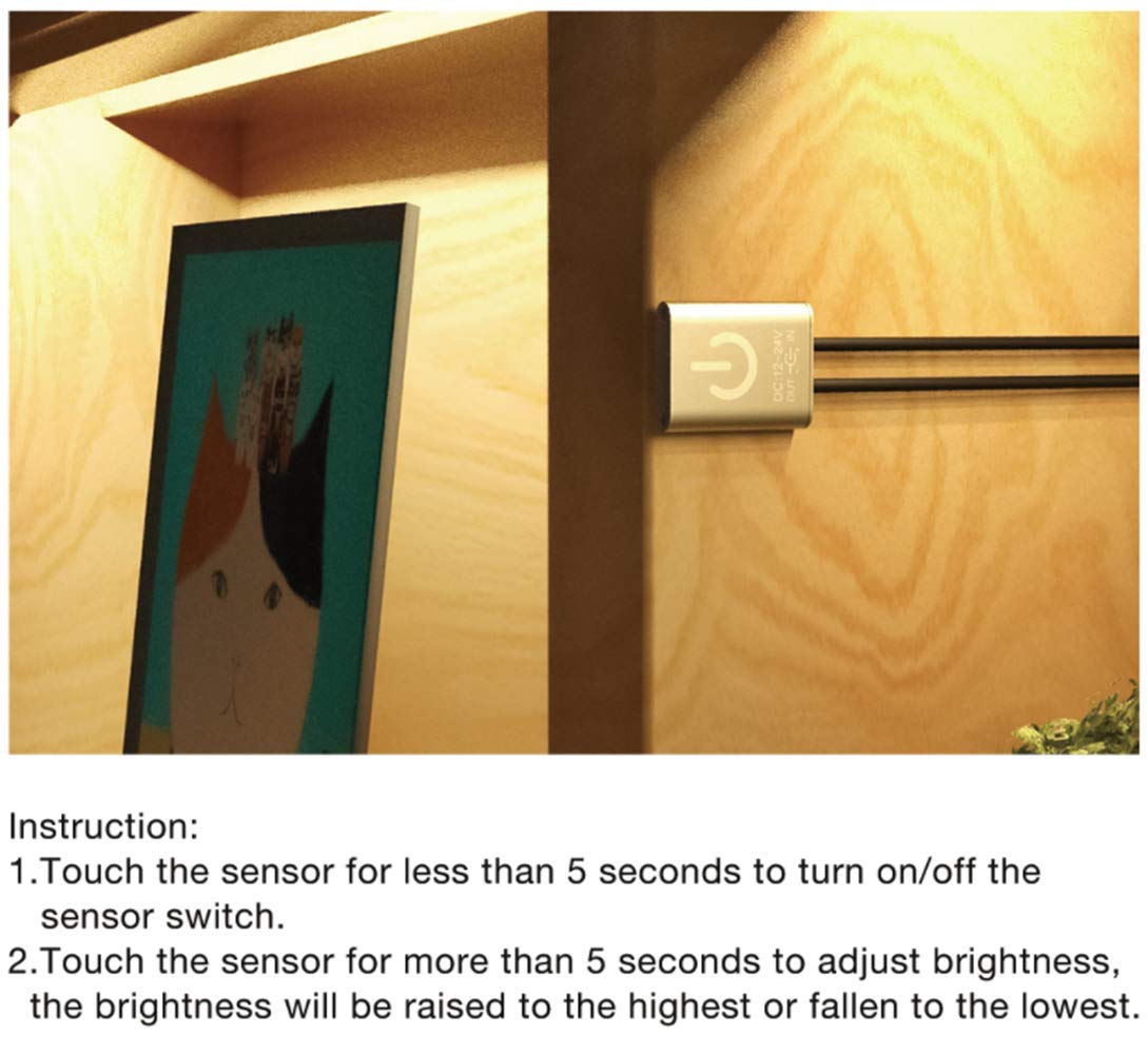 Sensky 12V 24V DC Touch On/Off Dimmer Switch with Brightness Adjustment - LED Cabinet Light, Strip Light & Rigid Light Bar Controller - Perfect for Home, Office & RV Lighting Control